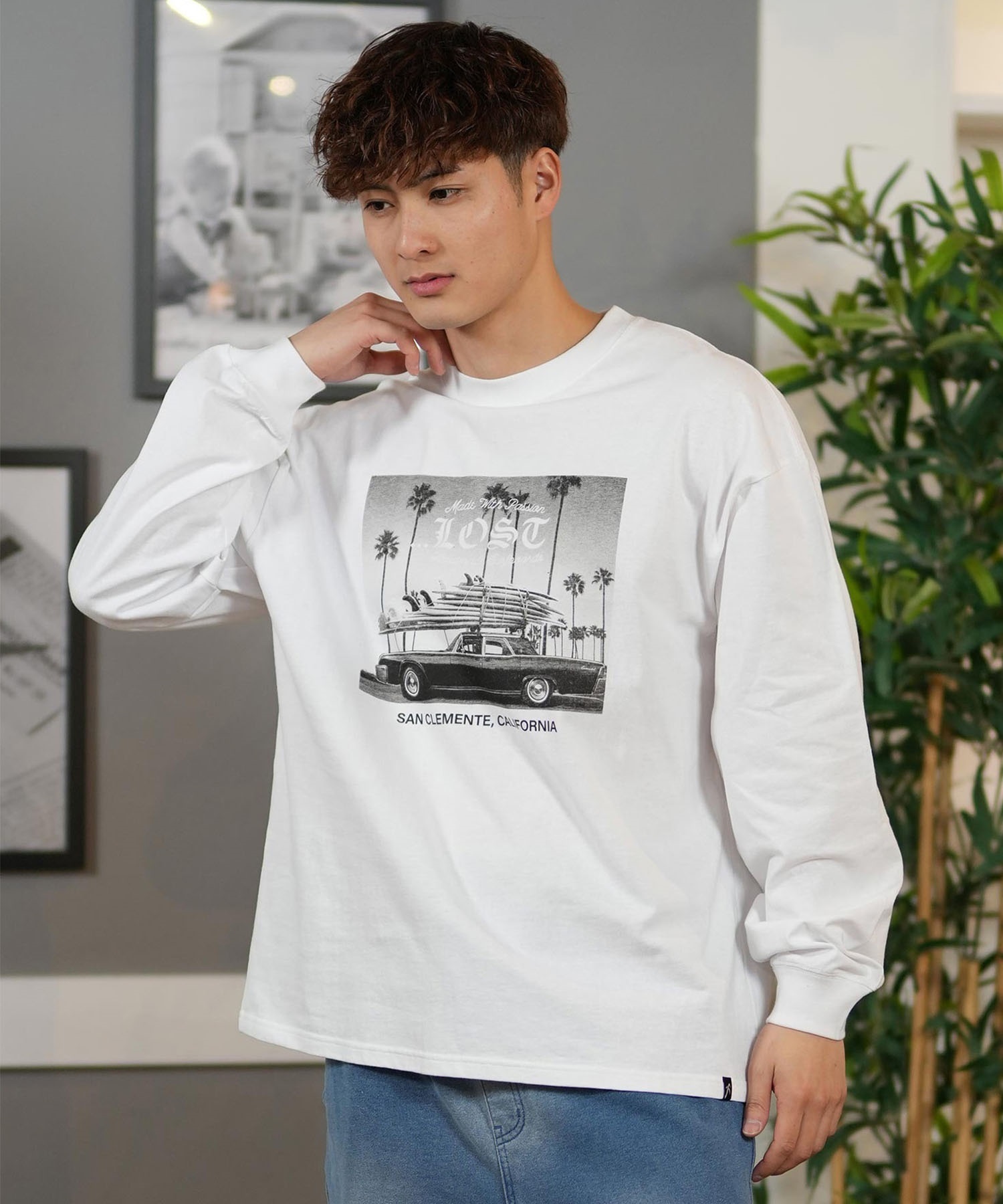 lost ロスト 長袖 Tシャツ メンズ フロントプリント オーバーサイズ