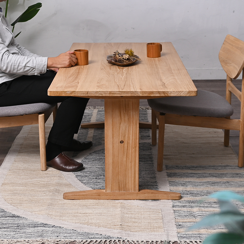 BREEZE チーク無垢材 ローダイニングテーブル 140cm幅 T3204XPを激安で