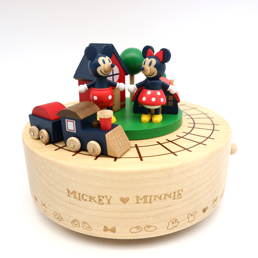 ディズニー 木製 オルゴール【ミッキー&ミニー機関車】既製品 ｜株式