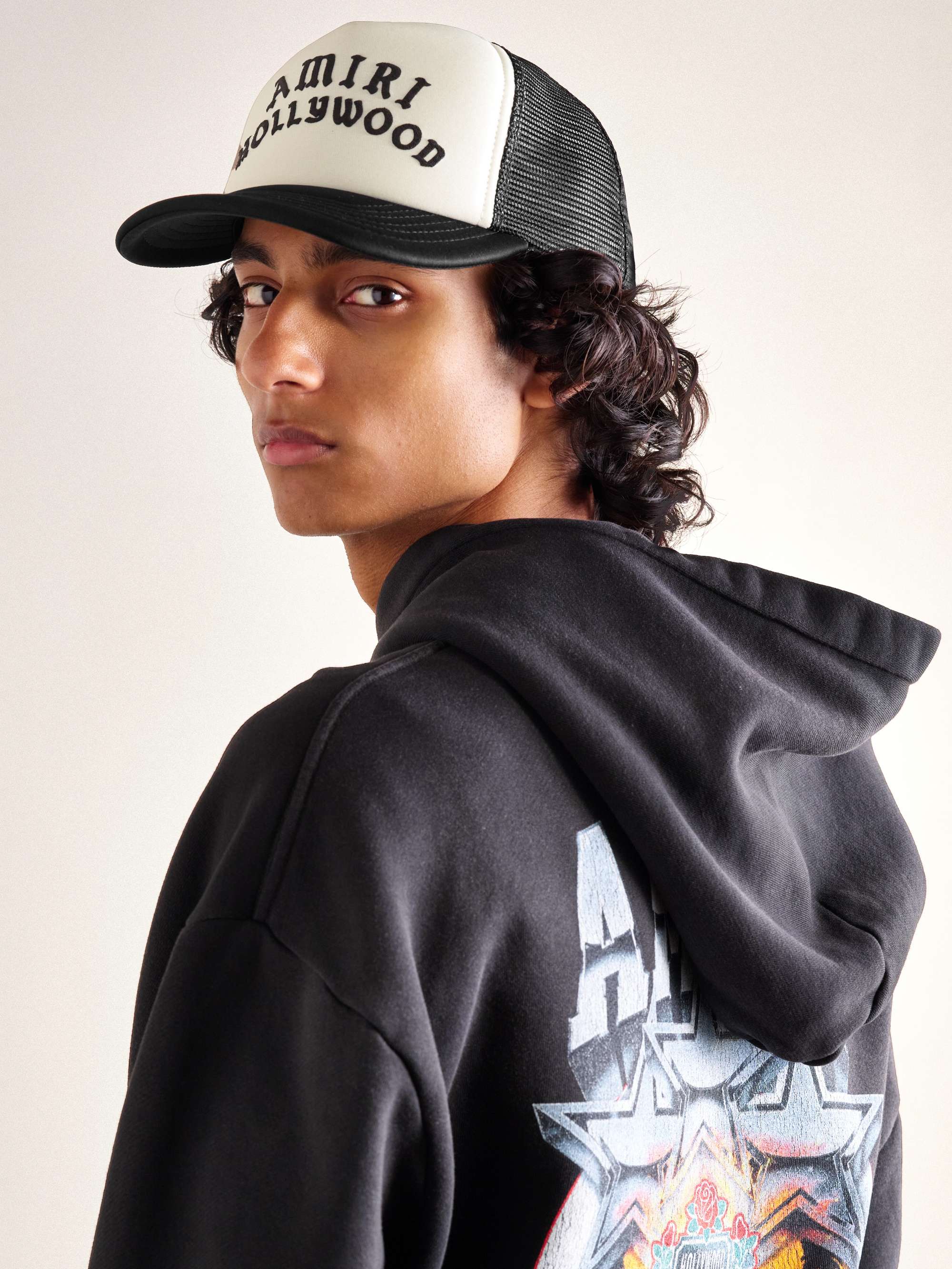 AMIRI Hollywood Logo-Embroidered Cotton-Canvas and Mesh Trucker
