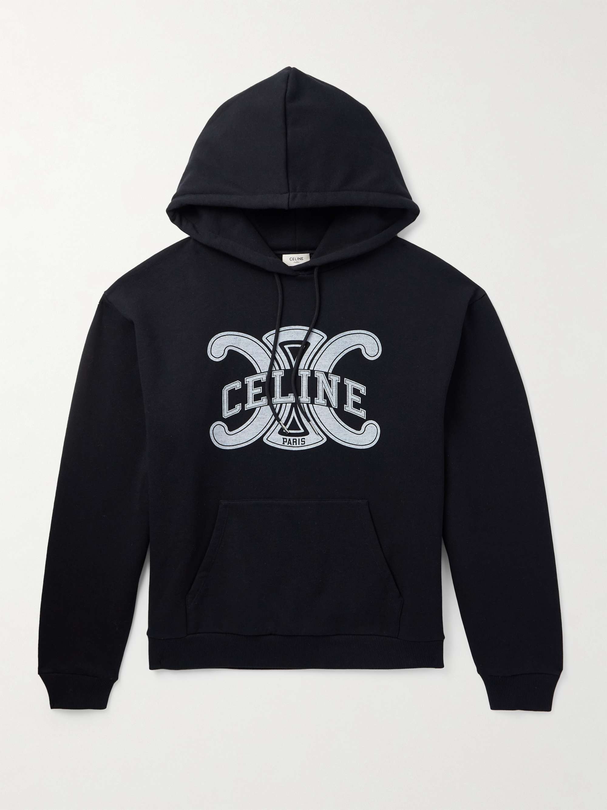 CELINE Logo-Print Cotton-Jersey Hoodie for Men | MR PORTER