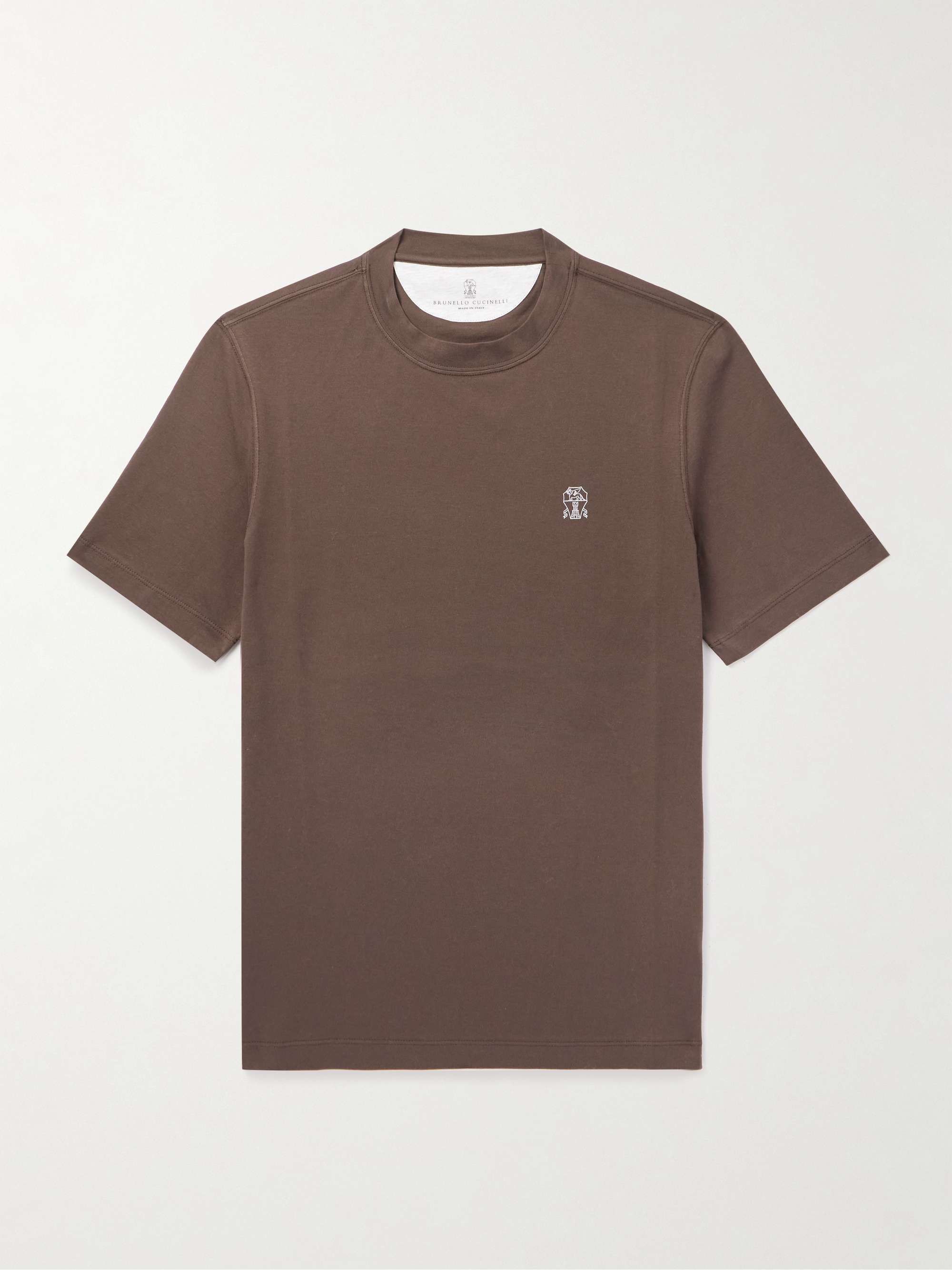 BRUNELLO CUCINELLI Logo-Embroidered Cotton-Jersey T-Shirt for Men