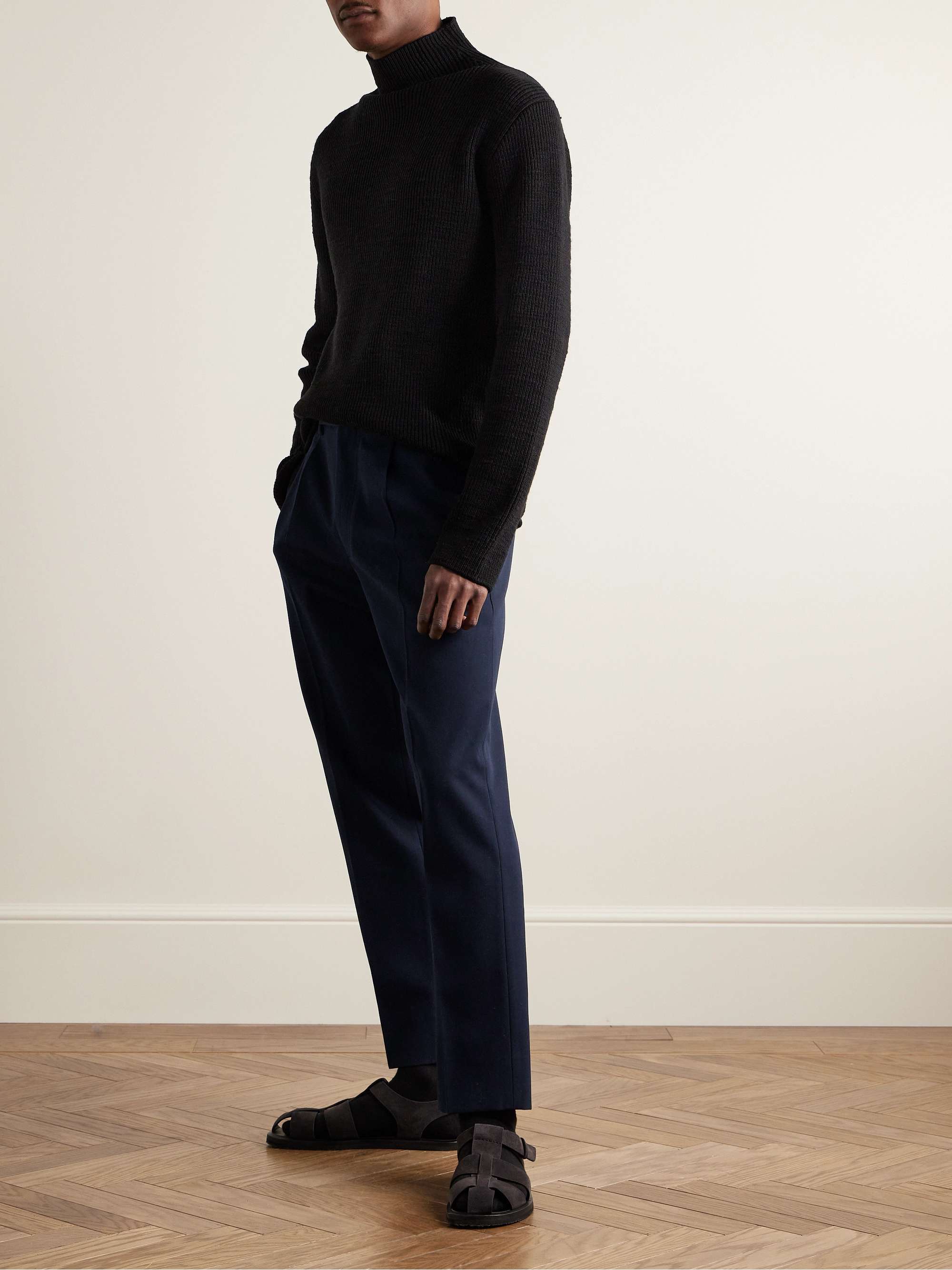 ZEGNA Slim-Fit Pleated Cotton and Wool-Blend Twill Trousers for