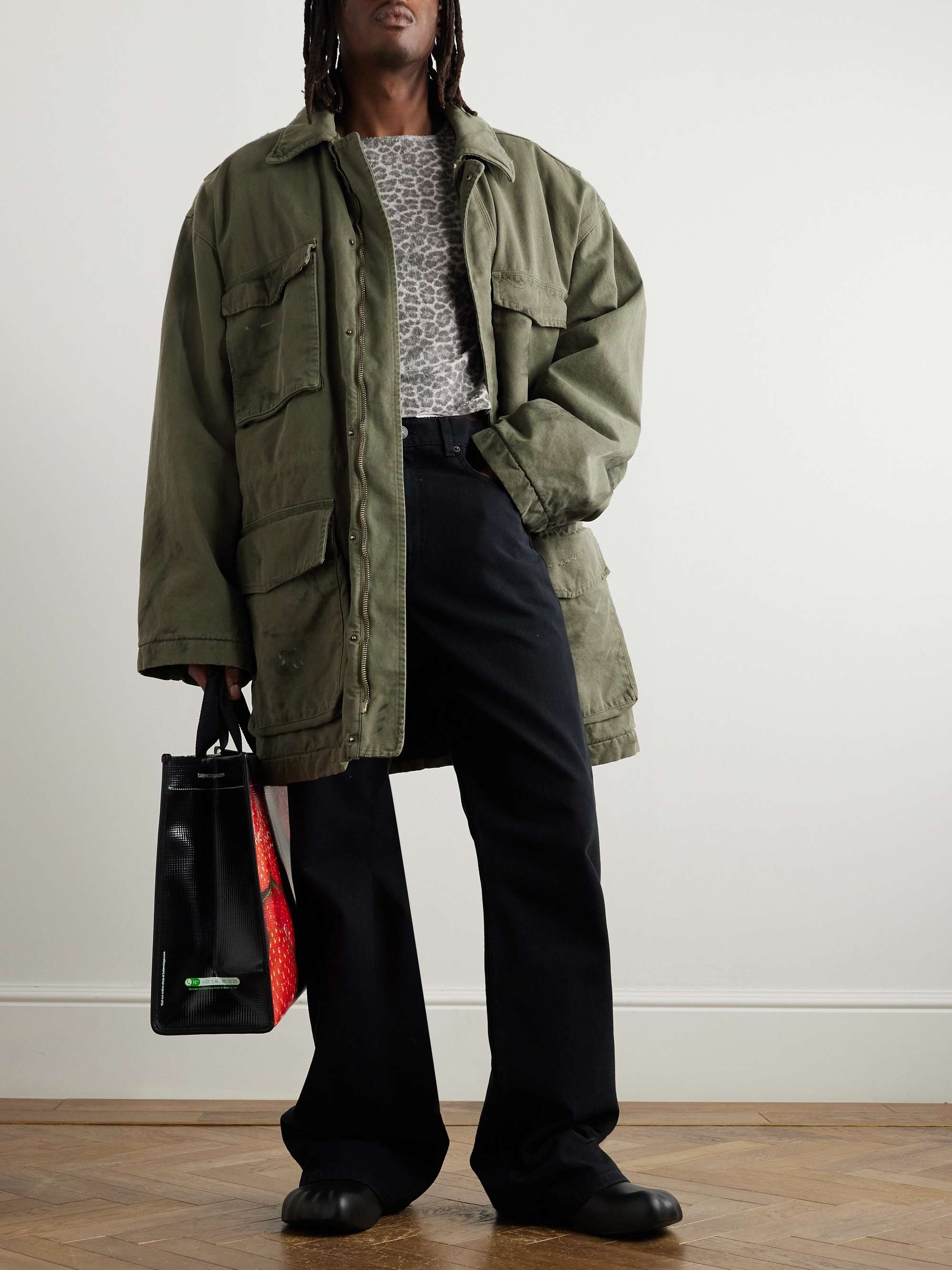 BALENCIAGA Distressed Cotton-Canvas Coat for Men | MR PORTER