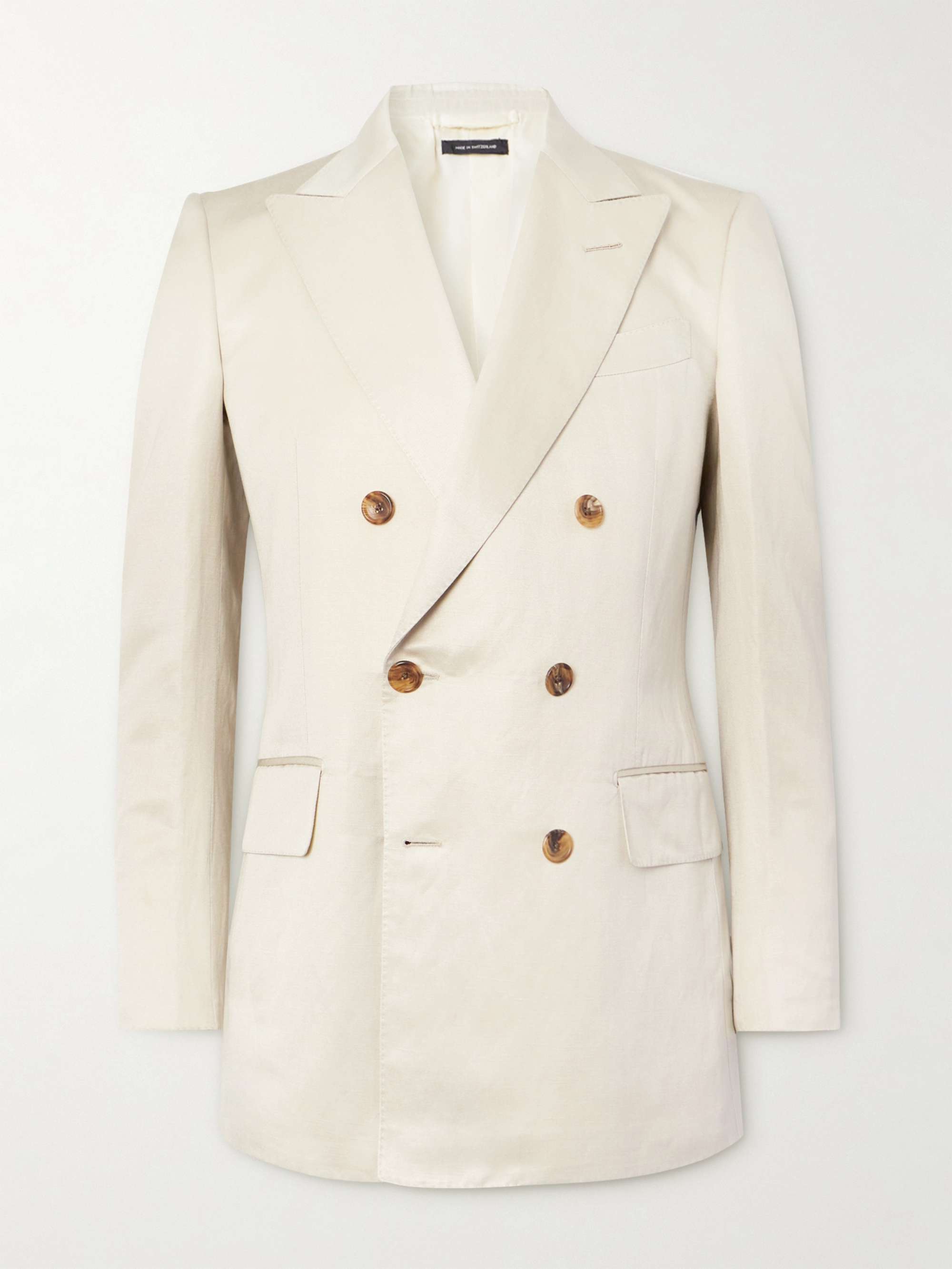 TOM FORD Dyllan Double-Breasted Silk and Linen-Blend Twill Suit