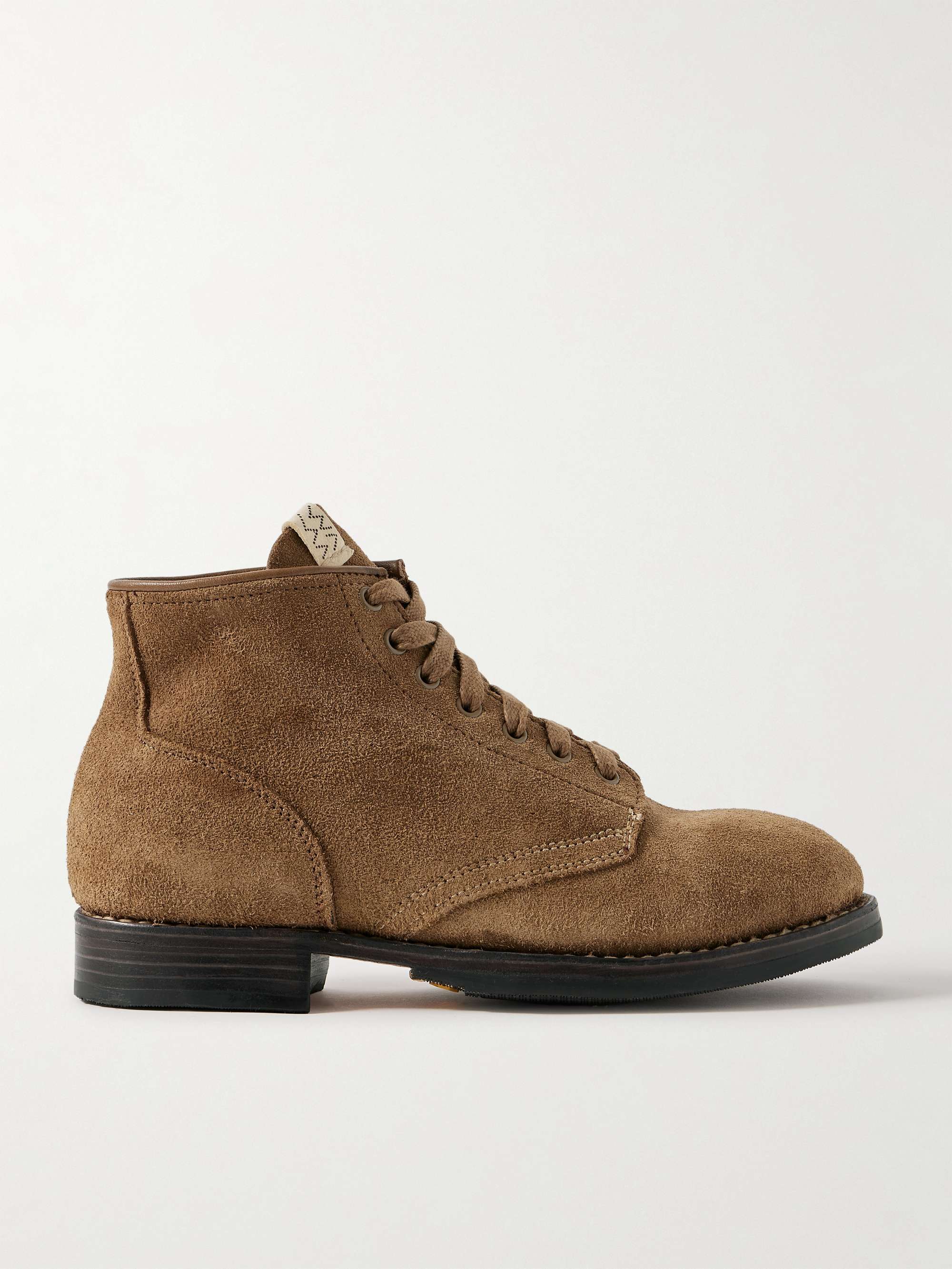 VISVIM Brigadier-Folk Leather-Trimmed Suede Boots for Men | MR PORTER