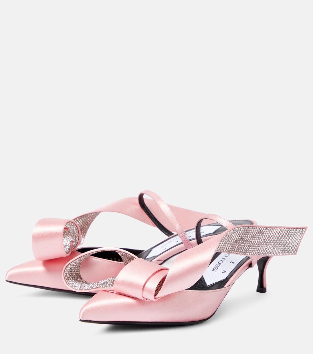 x Sergio Rossi Marquise crystal-embellished mules in pink - Area