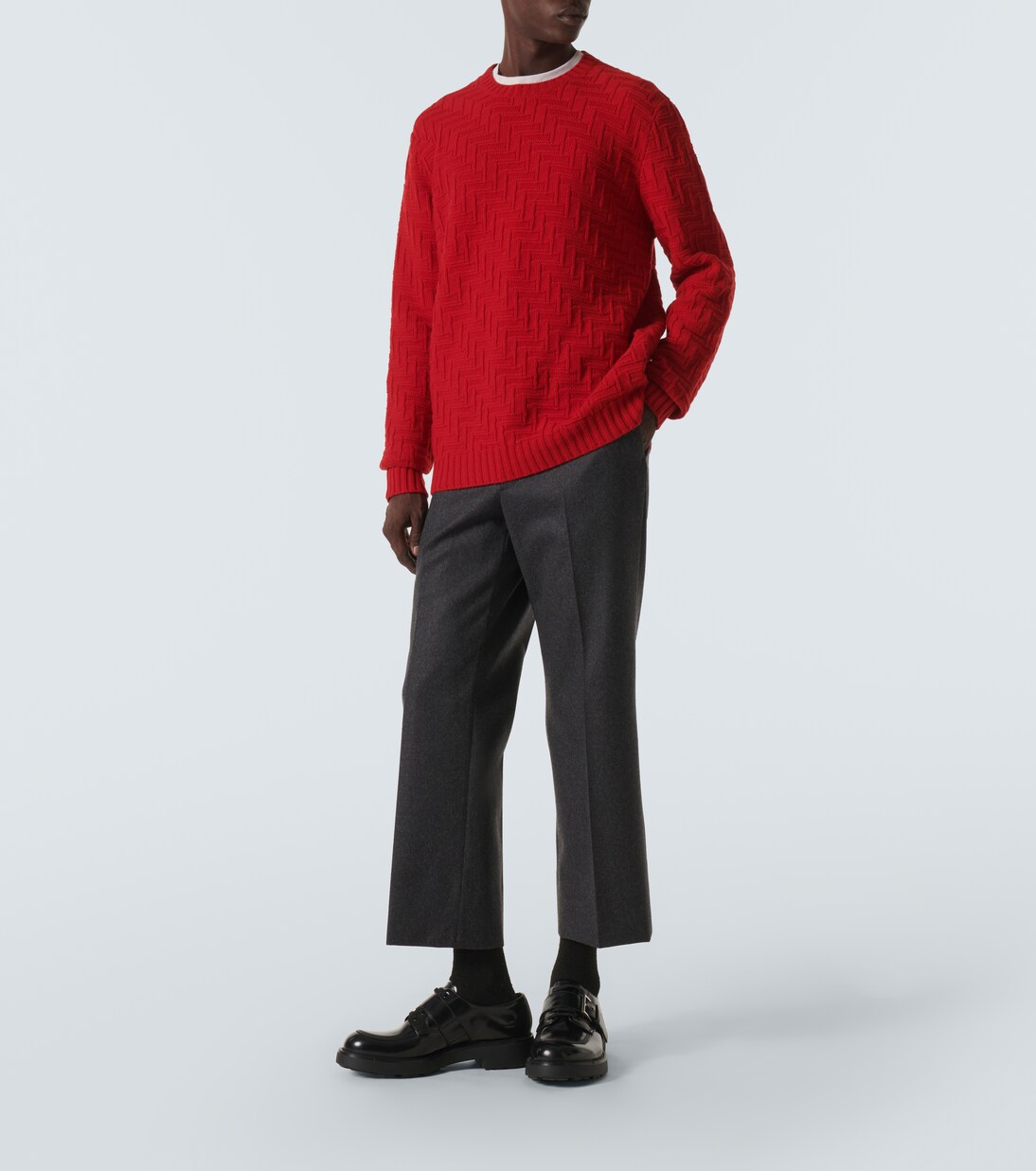 3D-knit wool and cashmere sweater in red - Prada | Mytheresa
