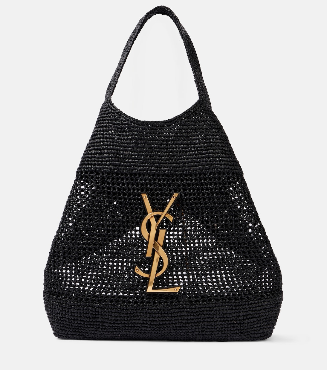 Icare Cassandre Maxi crochet raffia tote bag in black - Saint