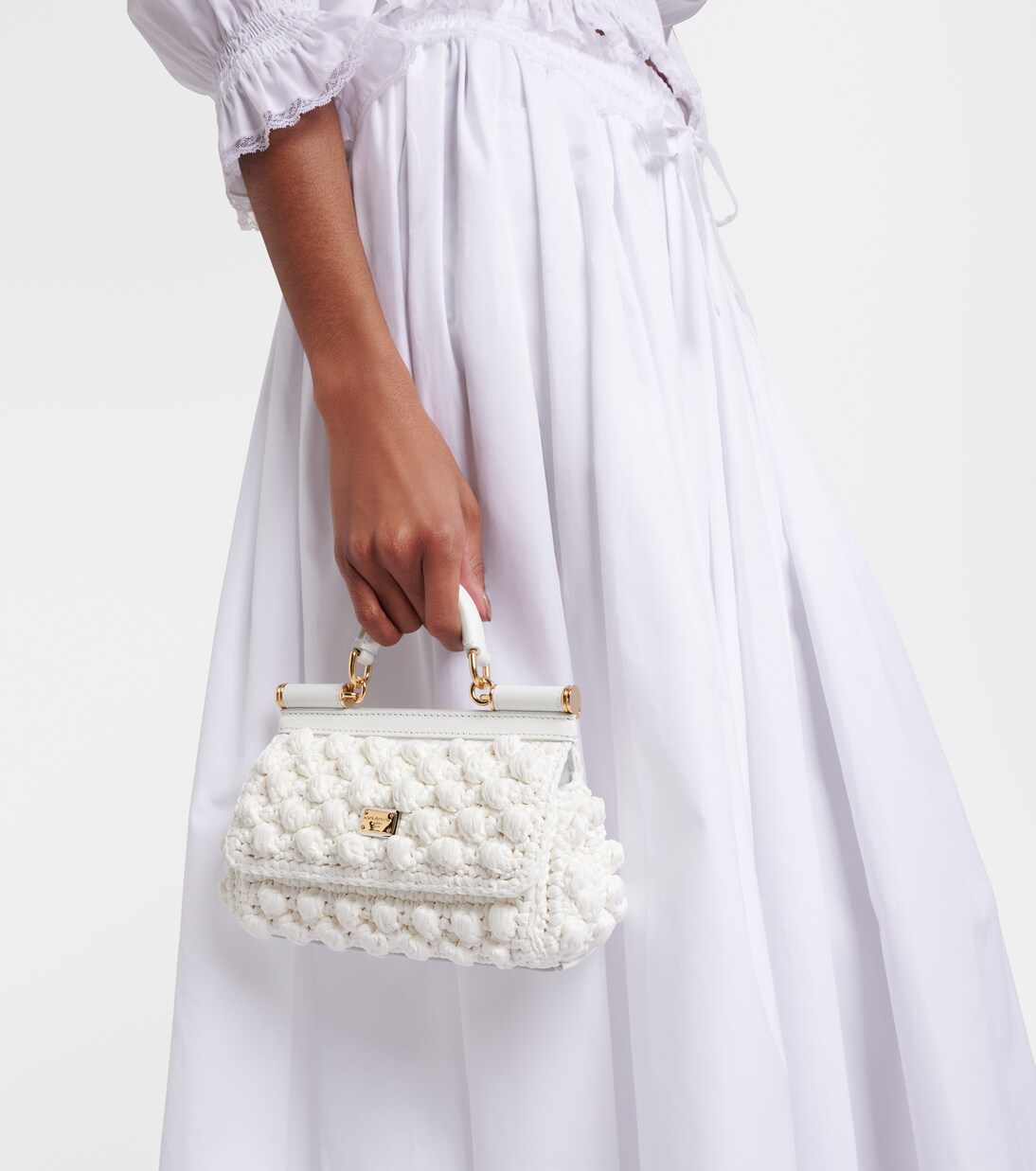 Bridal Sicily Small crochet tote in white - Dolce Gabbana | Mytheresa