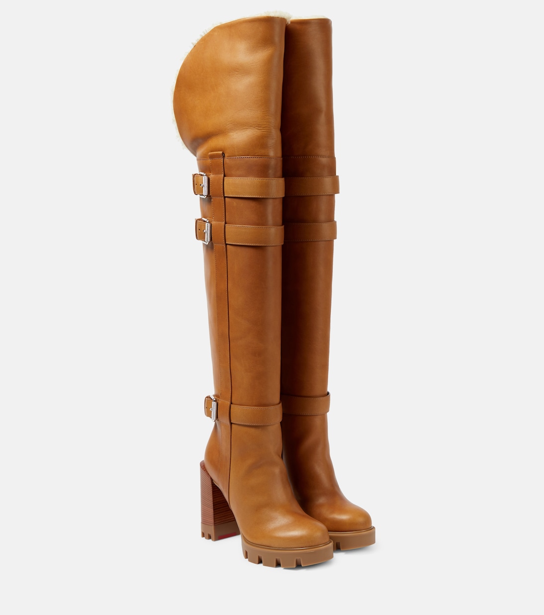 Brodeback Lug over-the-knee boots in brown - Christian Louboutin