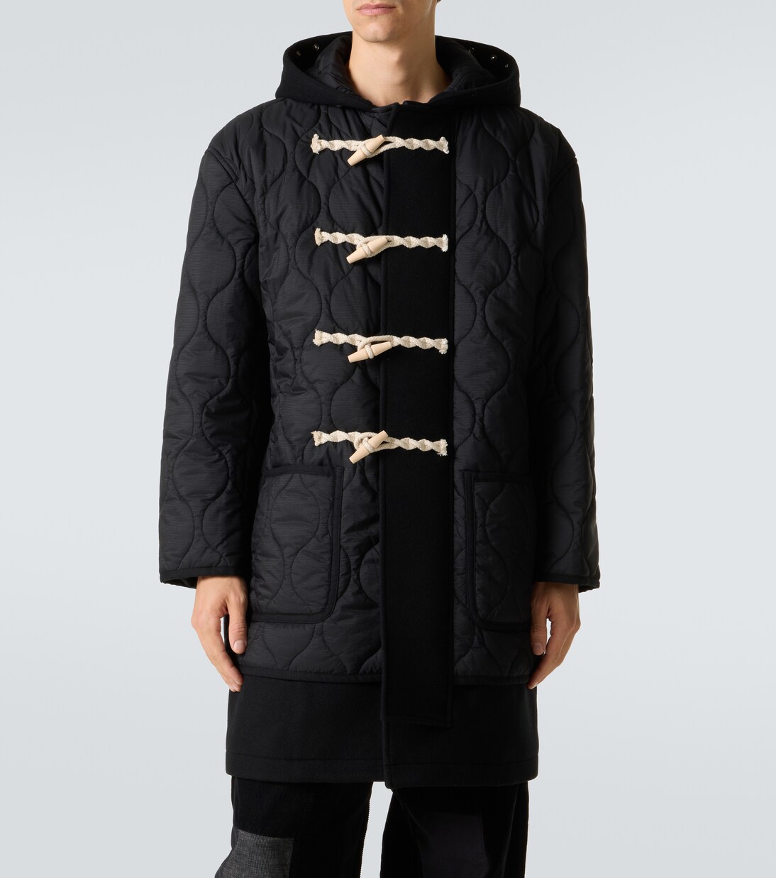 Quilted wool duffel coat in black - Comme Des Garcons Homme
