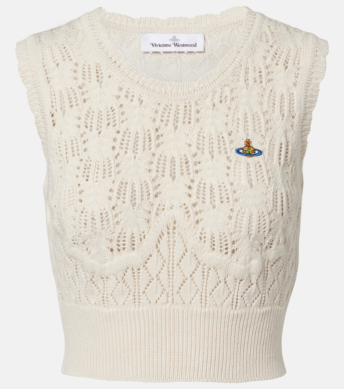 Ella cropped cotton sweater vest in white - Vivienne Westwood