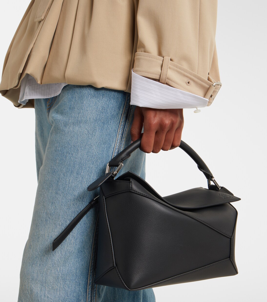 Puzzle Edge Small leather tote bag in black - Loewe | Mytheresa