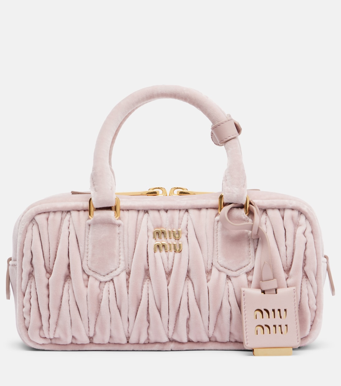 Arcadie Small suede top-handle bag in pink - Miu Miu | Mytheresa