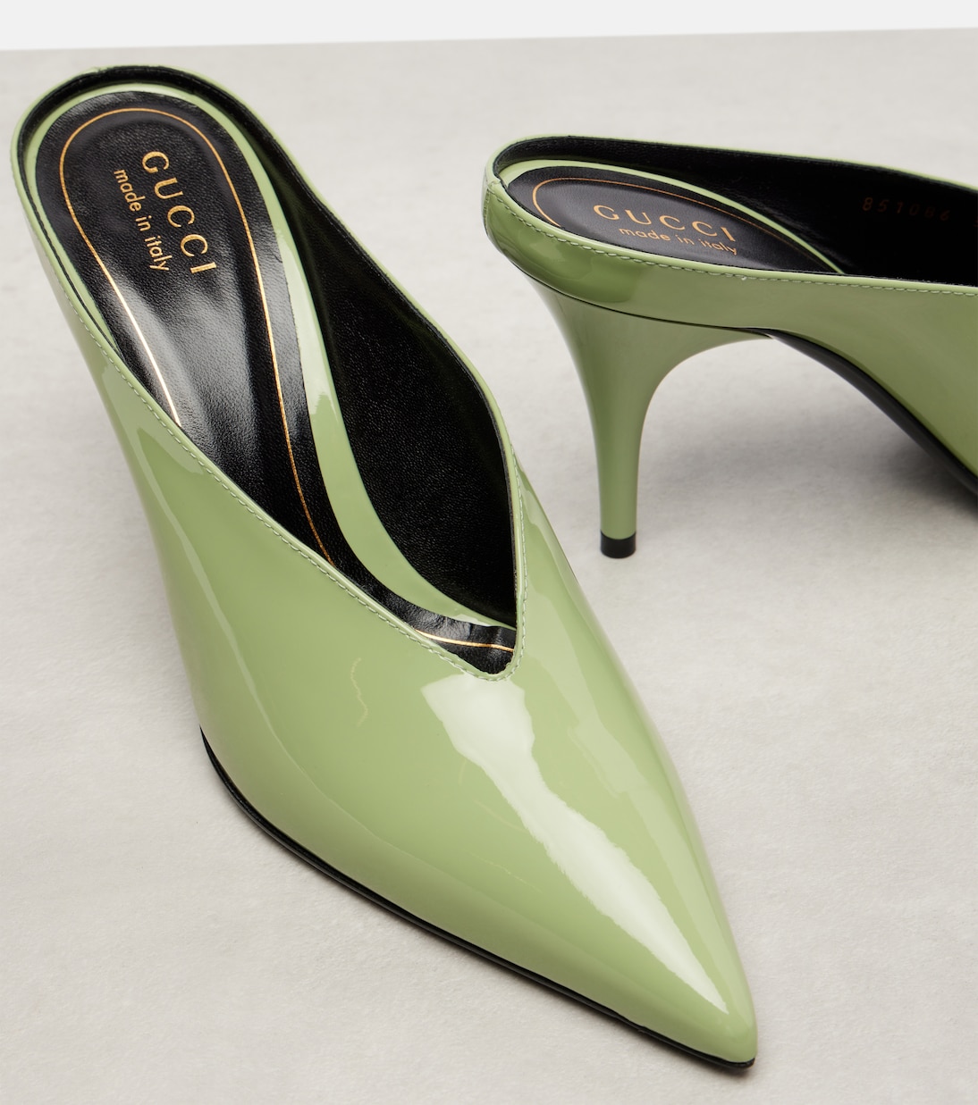 Gucci 97 85 patent leather mules in green - Gucci | Mytheresa