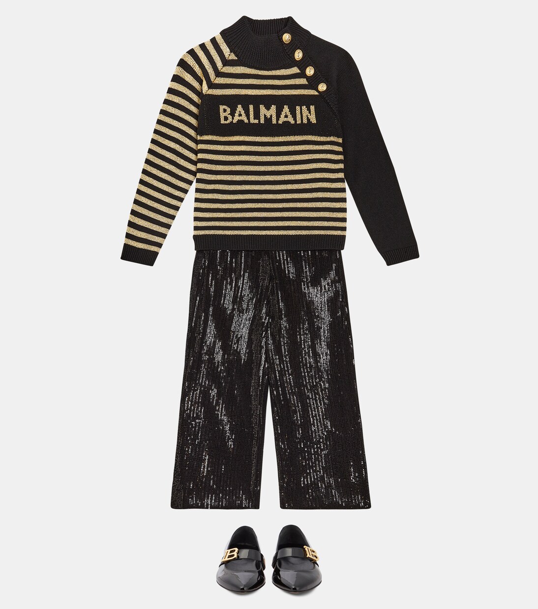 Striped logo wool-blend sweater in multicoloured - Balmain Kids