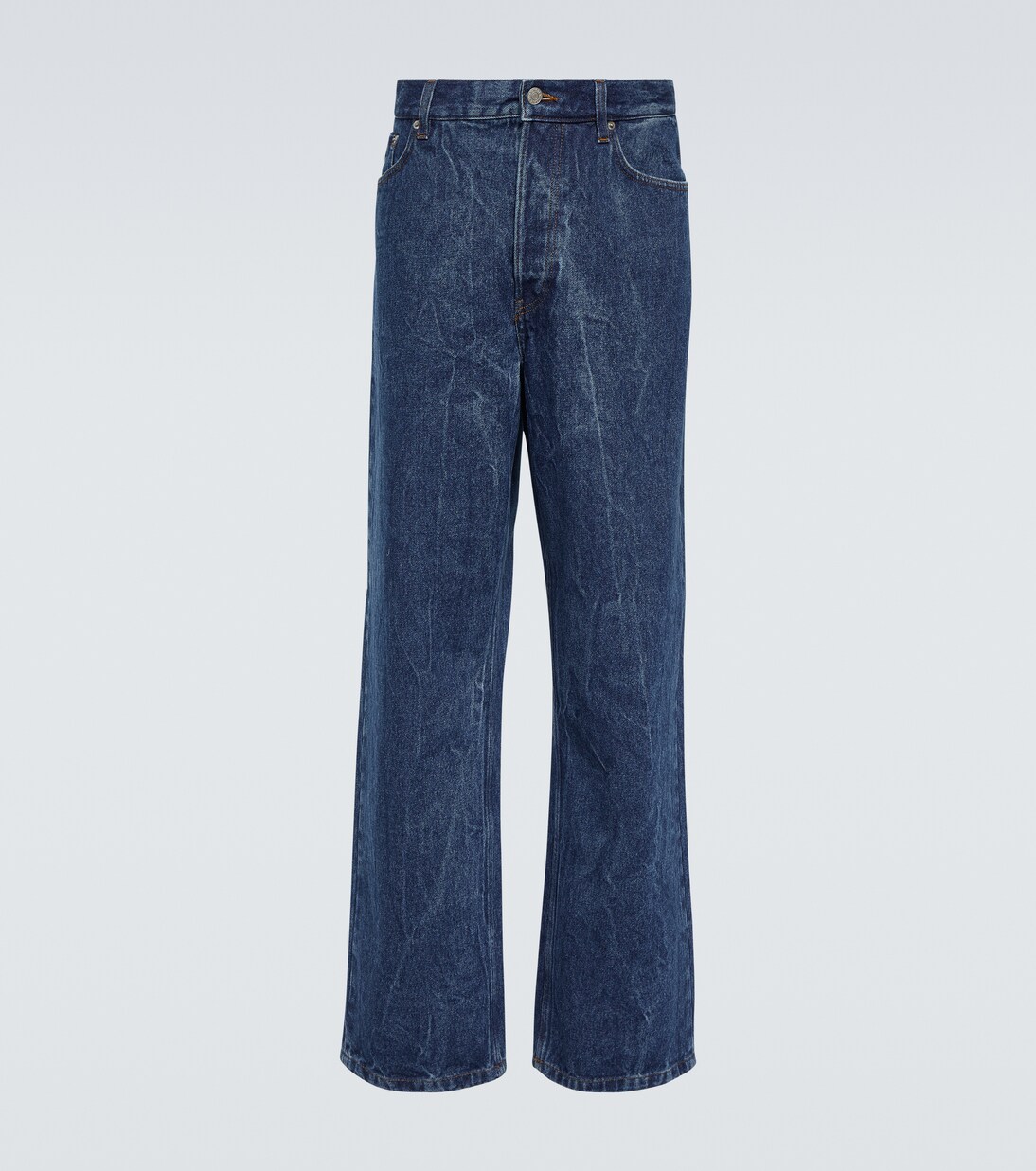 Marble-wash wide-leg jeans in blue - Dries Van Noten | Mytheresa