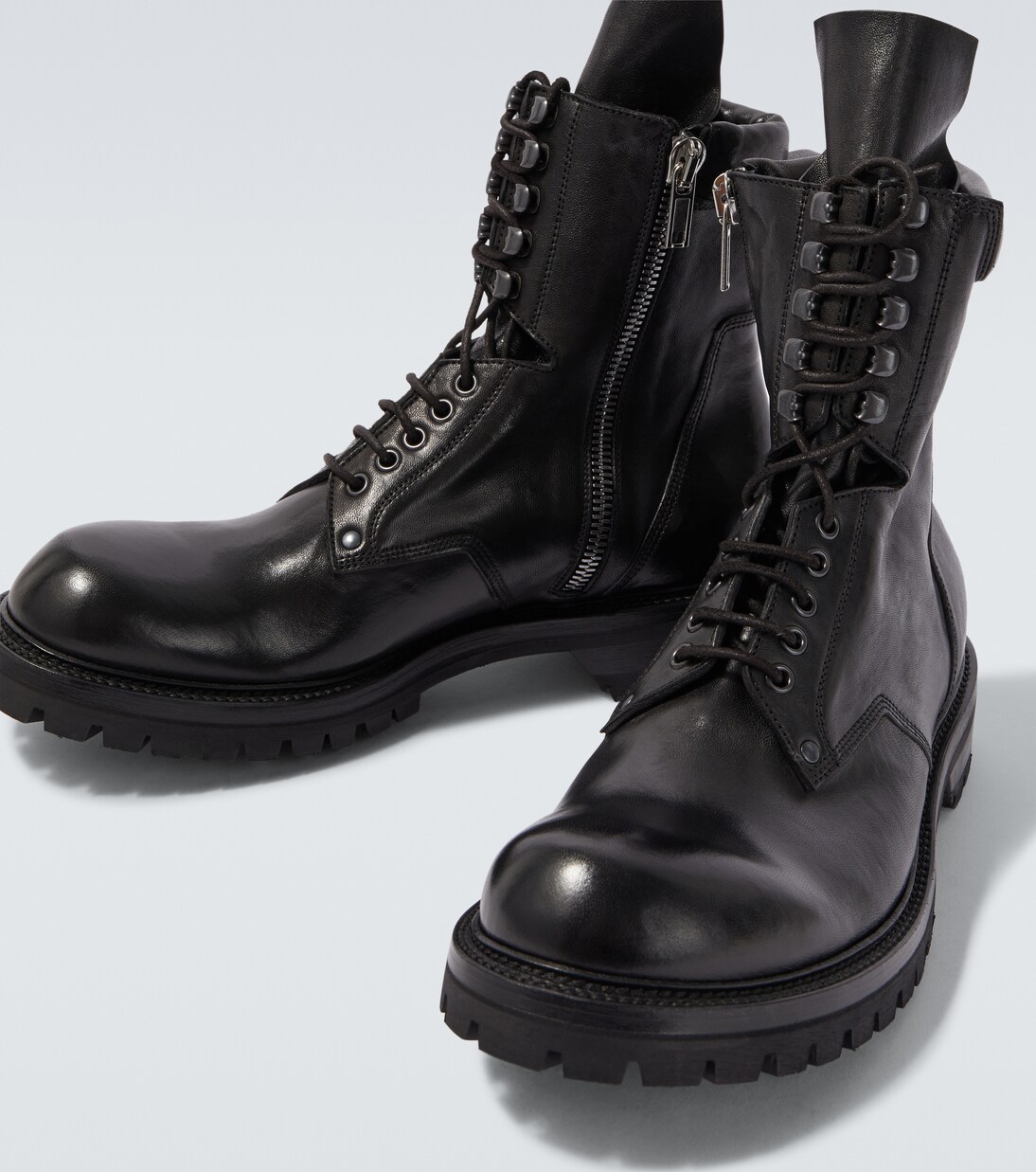 Leather combat boots in black - Rick Owens | Mytheresa