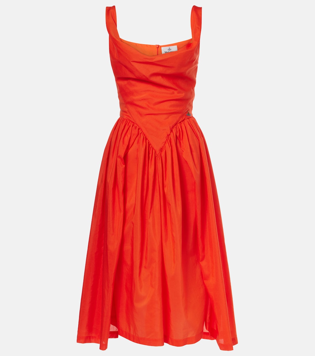 Sunday cotton and silk midi dress in orange - Vivienne Westwood