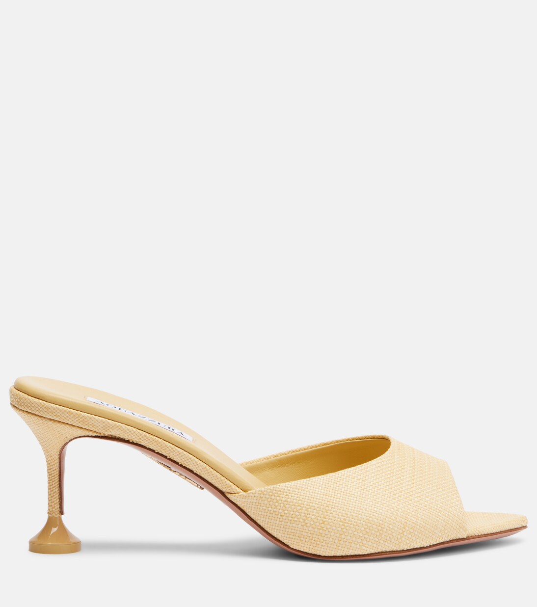 Bisous woven raffia mules in yellow - Aquazzura | Mytheresa