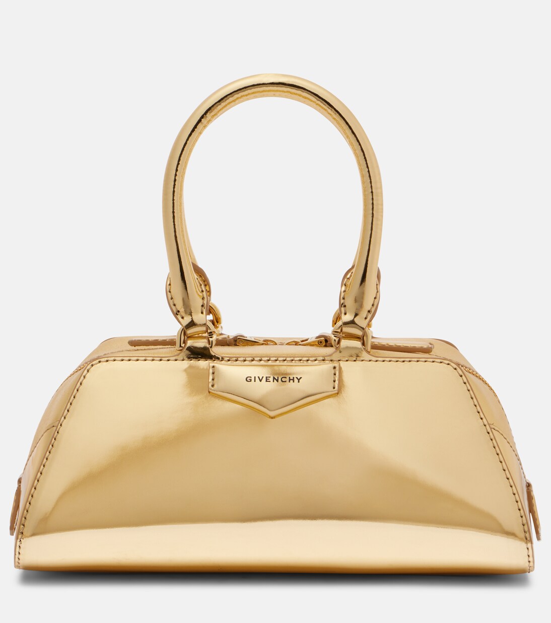 Antigona East-West Mini leather tote bag in gold - Givenchy