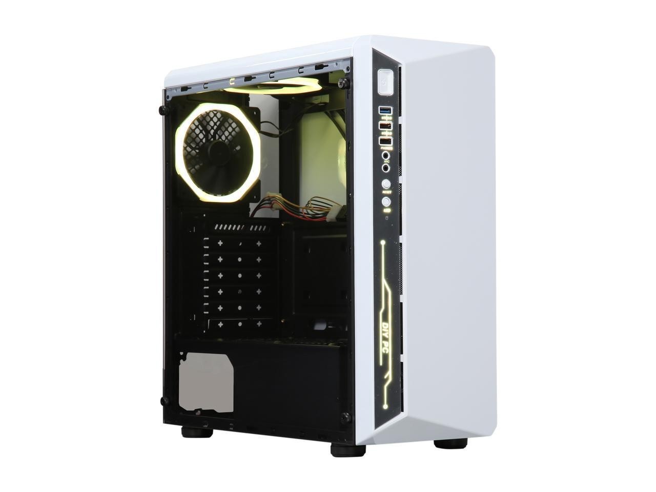 DIYPC DIY-Model X-W-RGB White Steel / Tempered Glass ATX Mid Tower