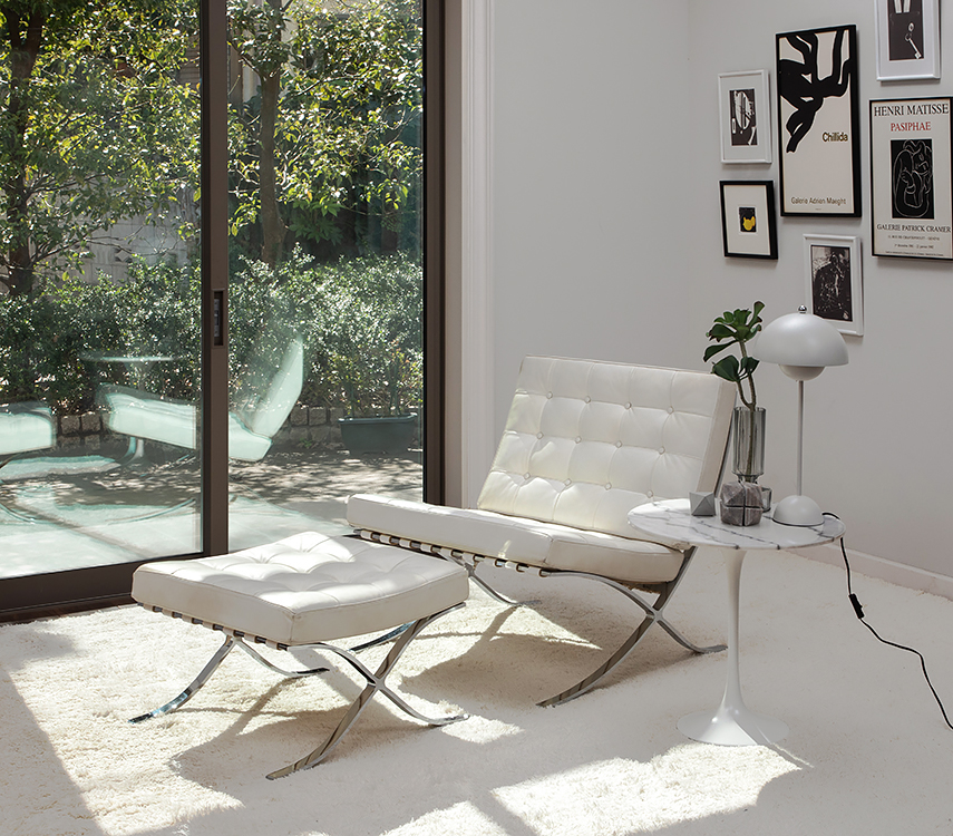 定価160万! 名作 良品 正規Knoll 白 バルセロナ チェア②オットマン