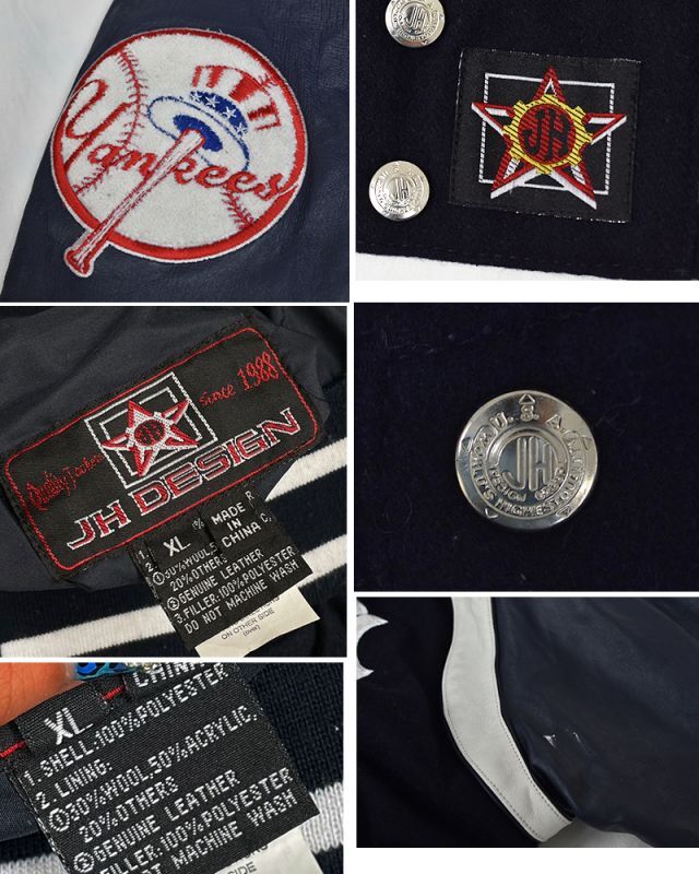 ビンテージ【MLB】【NYヤンキース】【JH DESIGN】【紺】【メルトン