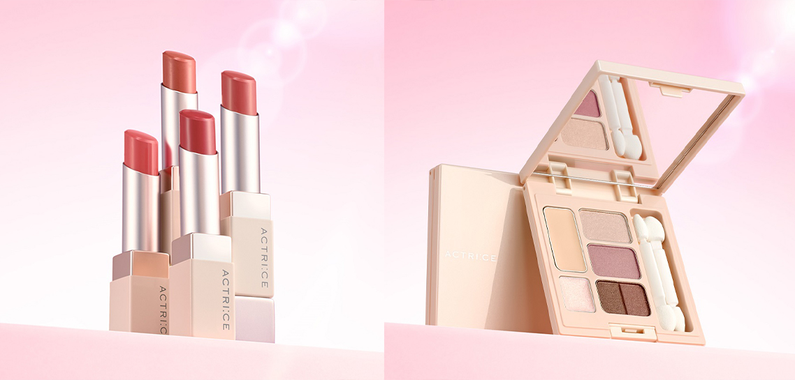 美しい発色のリップスティックと、多彩な目もとを演出するアイカラー