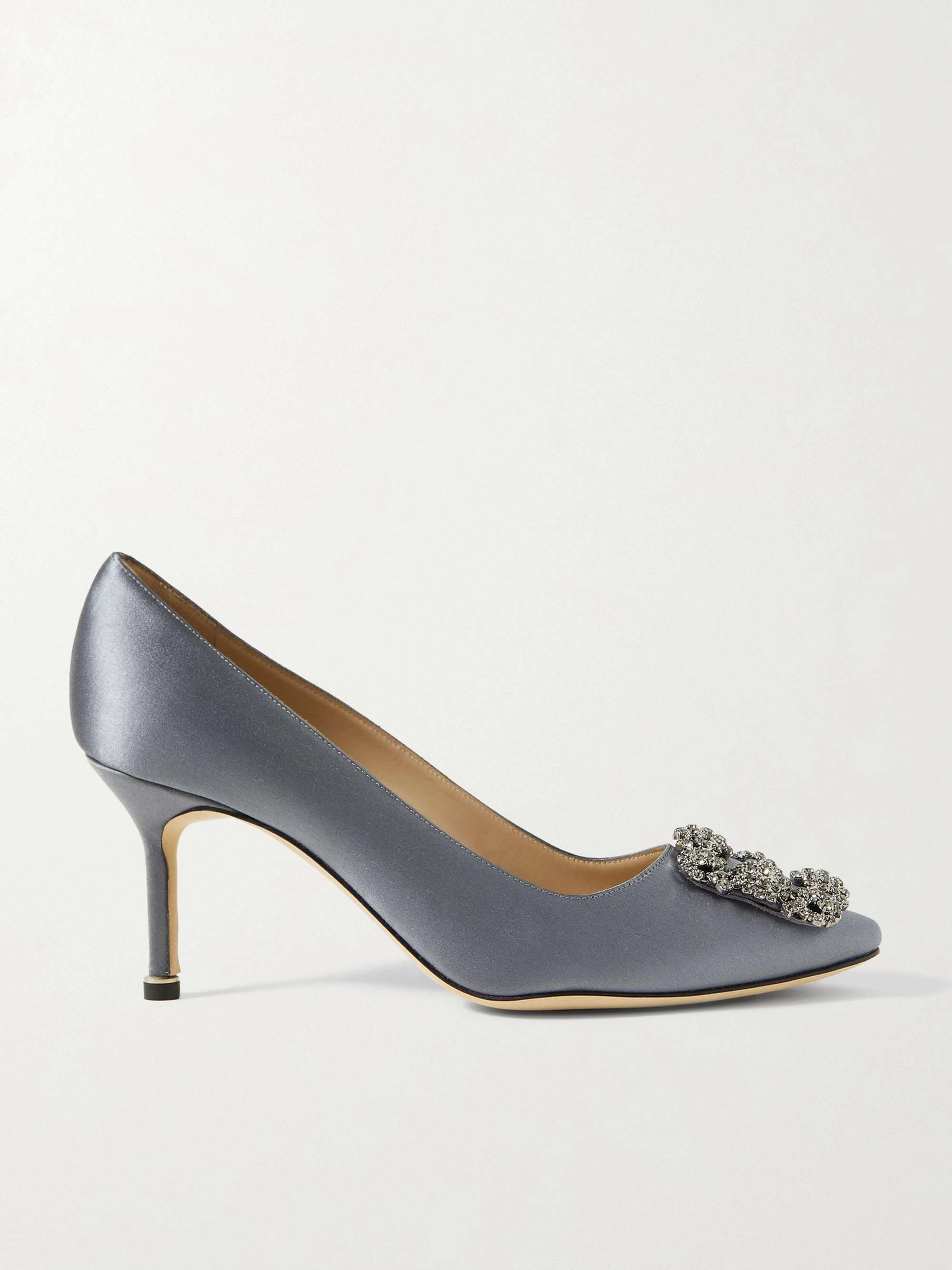 MANOLO BLAHNIK Hangisi 70 crystal-embellished satin pumps | NET-A