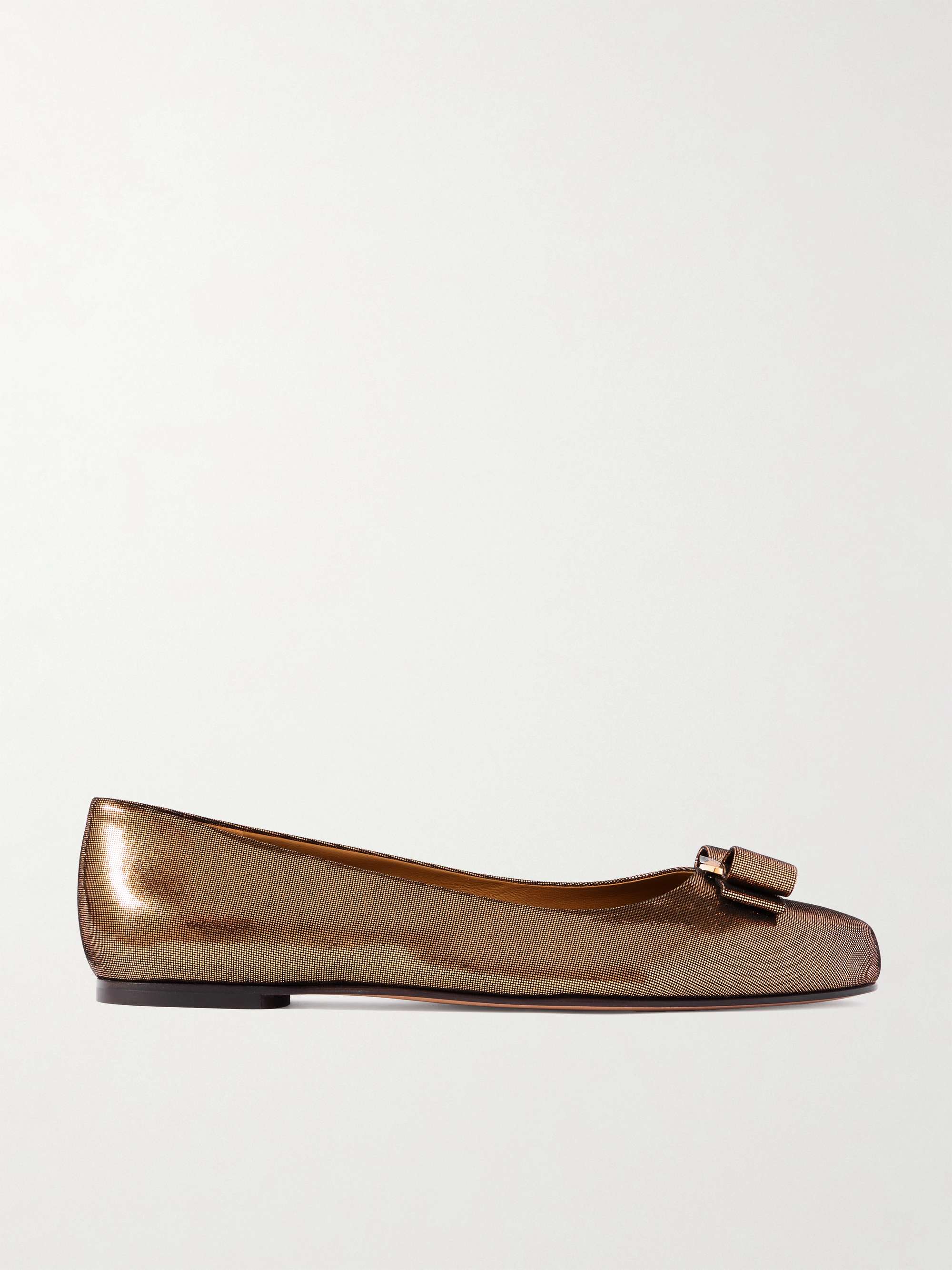 FERRAGAMO Varina bow-embellished lamé ballet flats | NET-A-PORTER