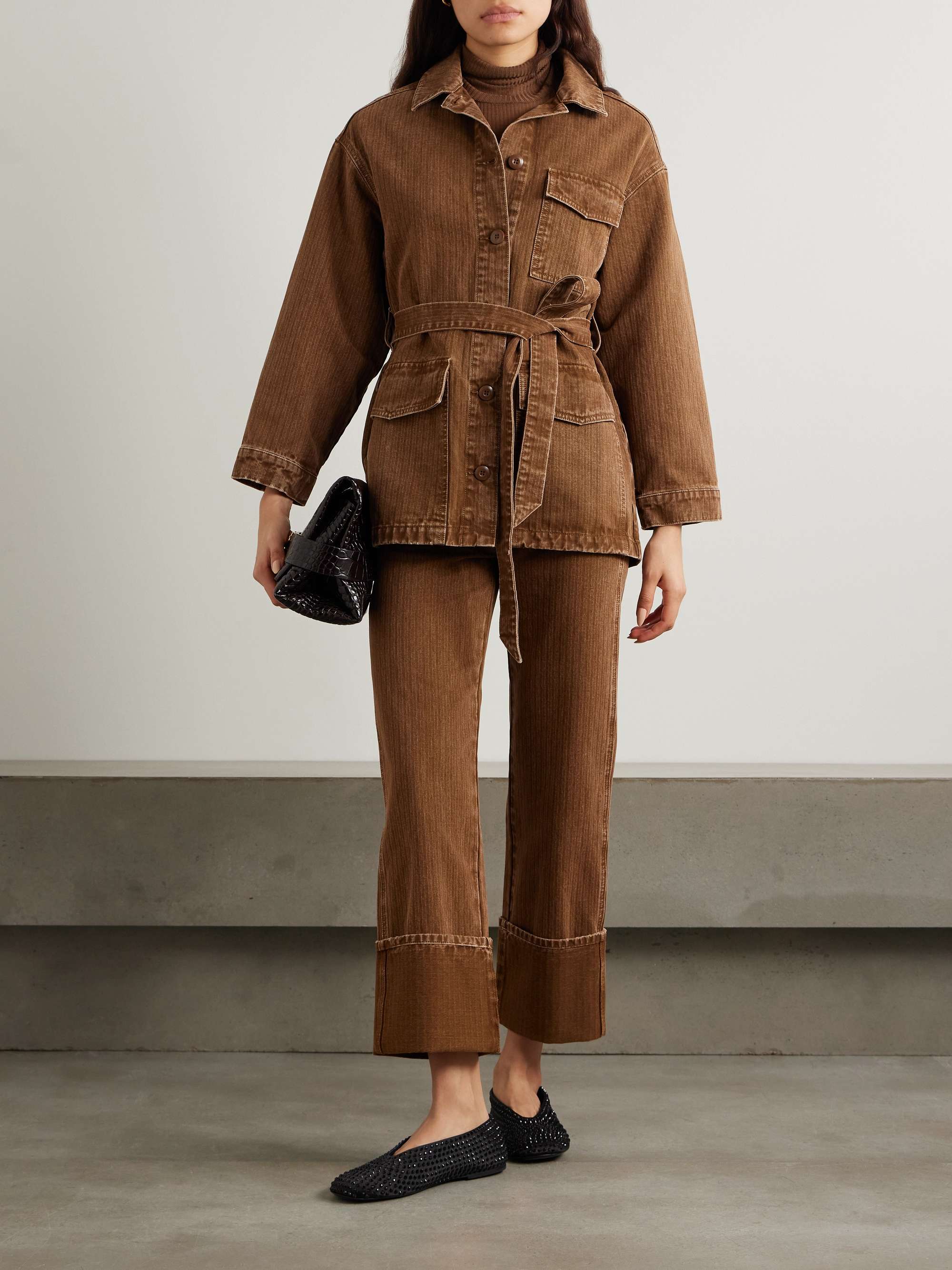 VERONICA BEARD Dylan herringbone cotton-twill straight-leg pants