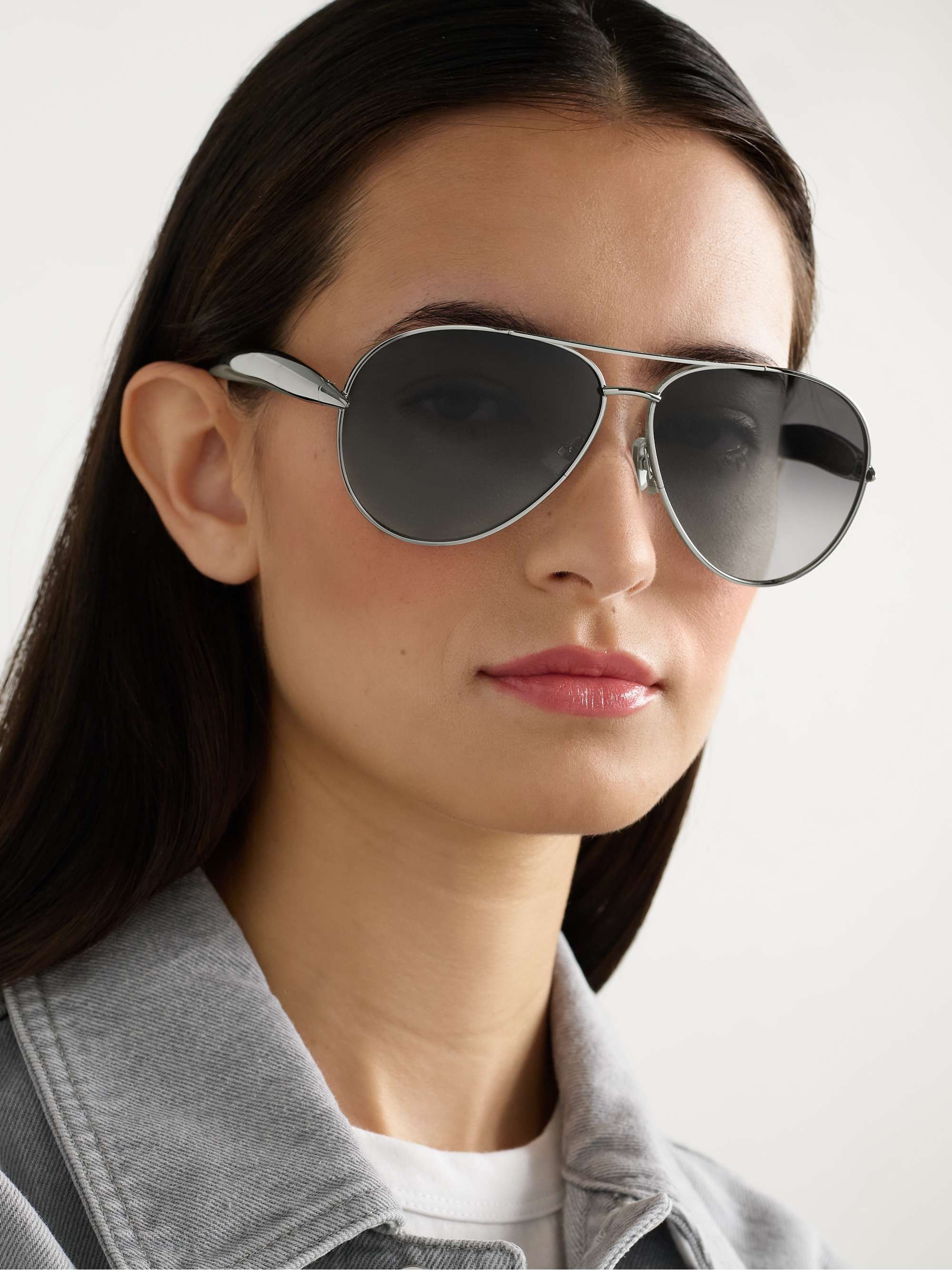 BOTTEGA VENETA EYEWEAR Sardine aviator-style silver-tone