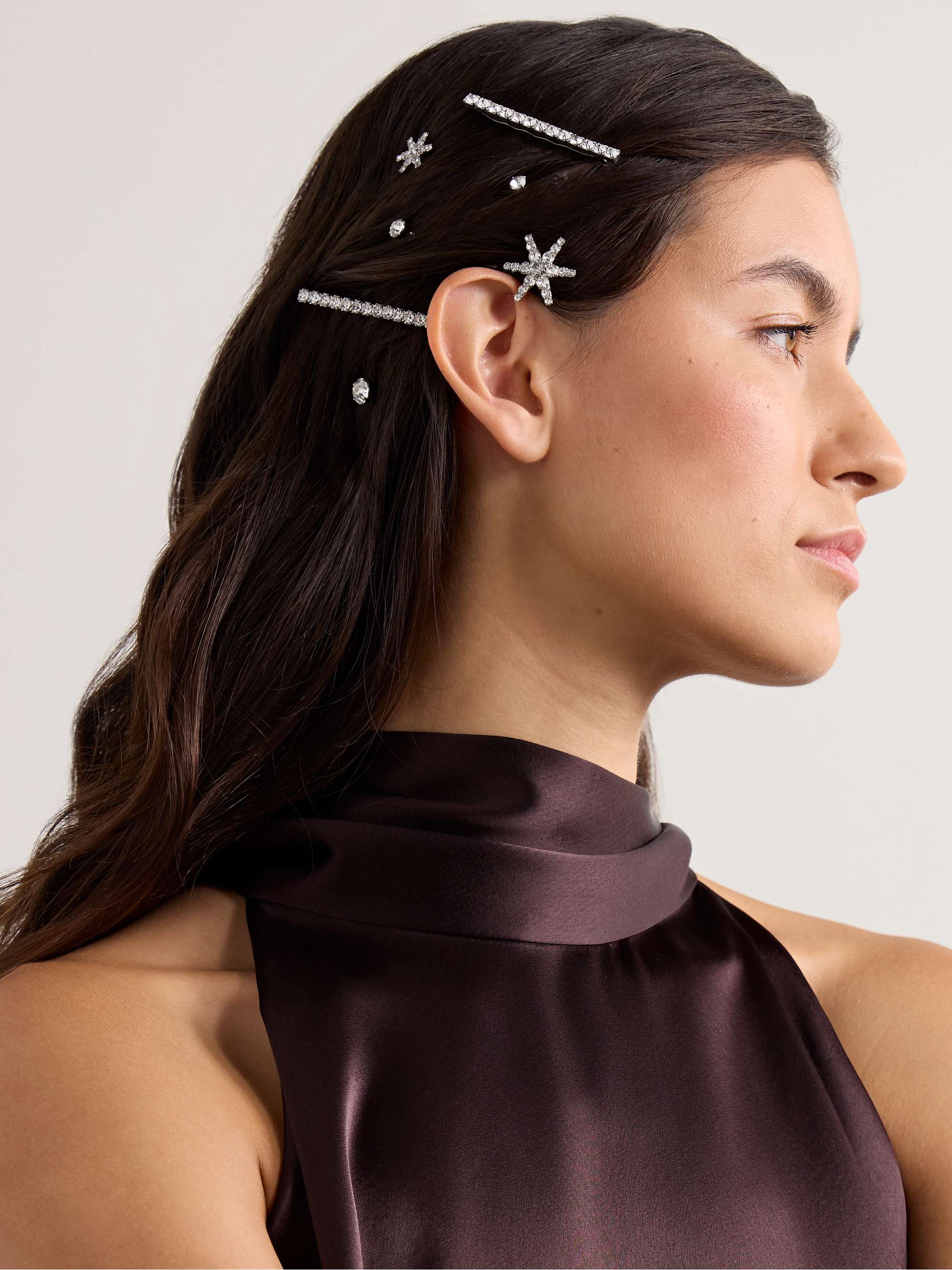 JENNIFER BEHR Luzia set of seven silver-tone Swarovski crystal