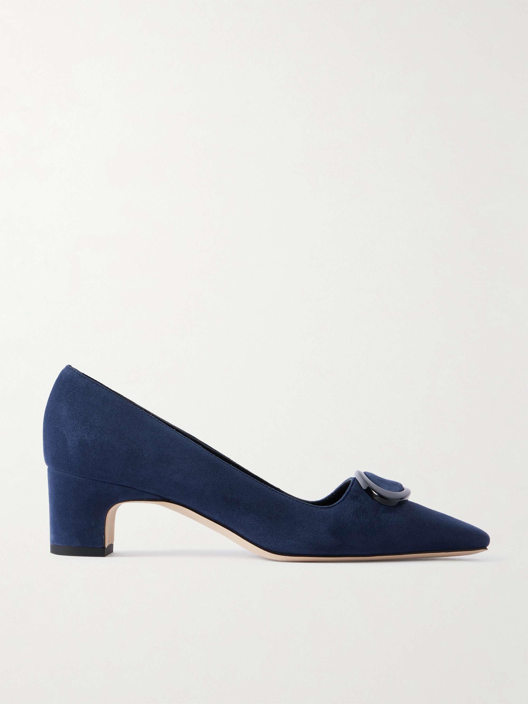 MANOLO BLAHNIK Fenix 50 buckled suede pumps | NET-A-PORTER