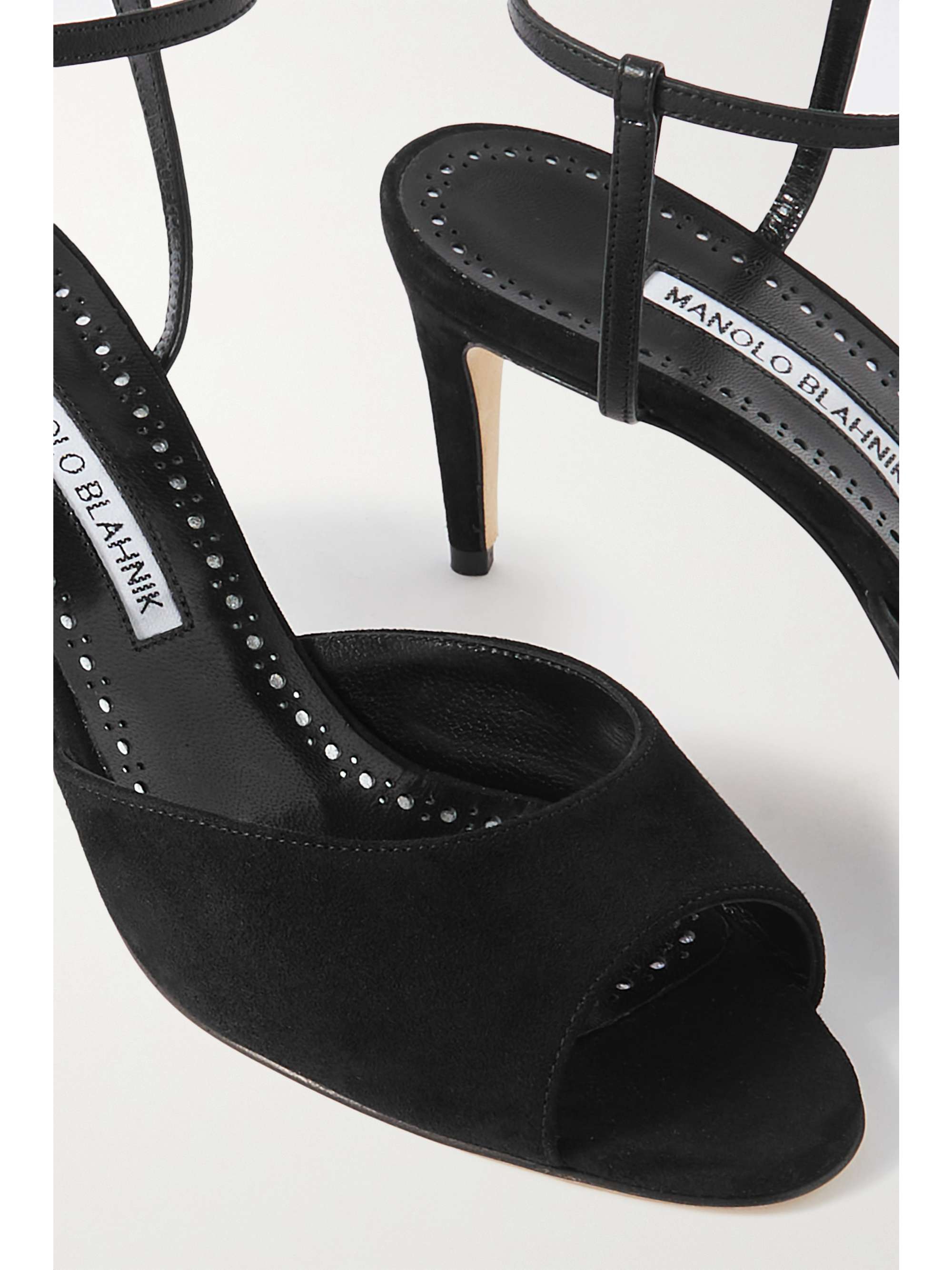 MANOLO BLAHNIK Bacardu 70 leather-trimmed suede sandals | NET-A-PORTER