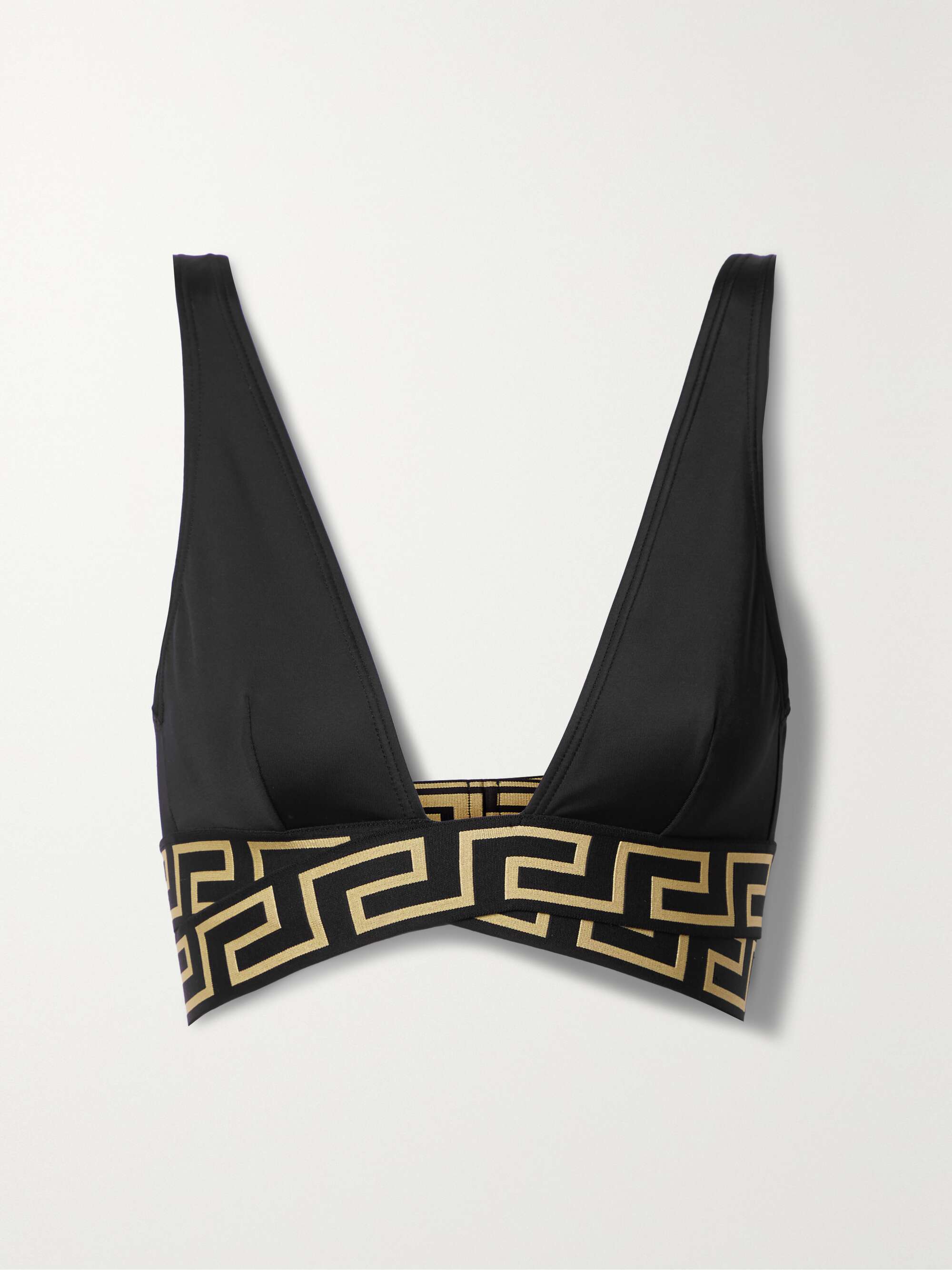 VERSACE Vita twist-front jacquard-trimmed bikini top | NET-A-PORTER