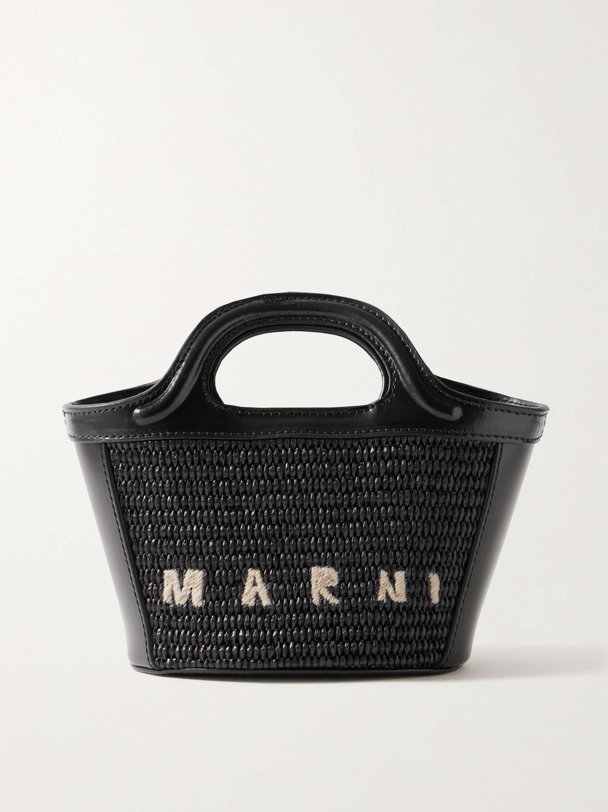 MARNI Tropicalia micro leather and embroidered faux raffia tote