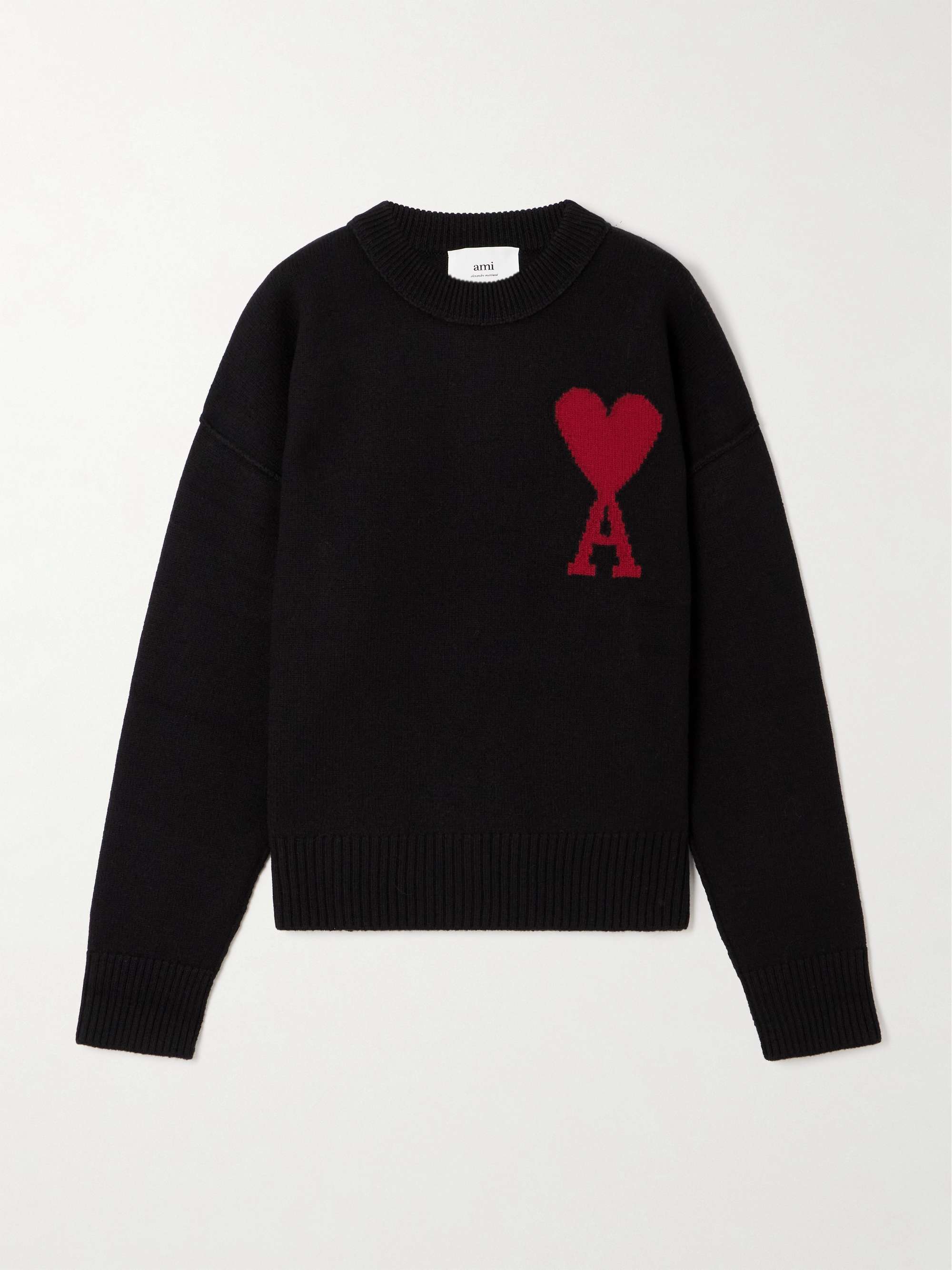 AMI PARIS + NET SUSTAIN ADC intarsia wool sweater | NET-A-PORTER