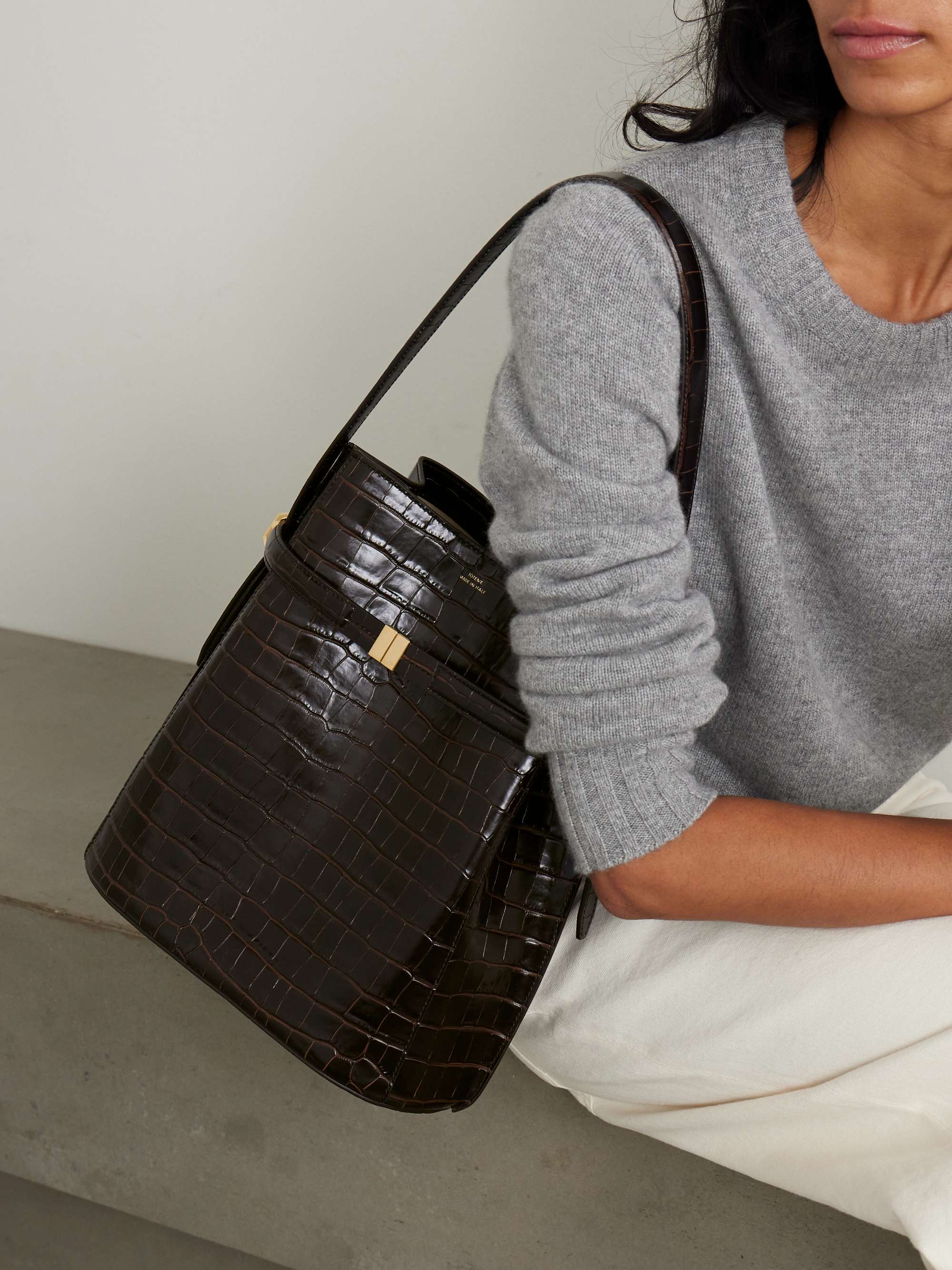 TOTEME Belted croc-effect leather tote | NET-A-PORTER