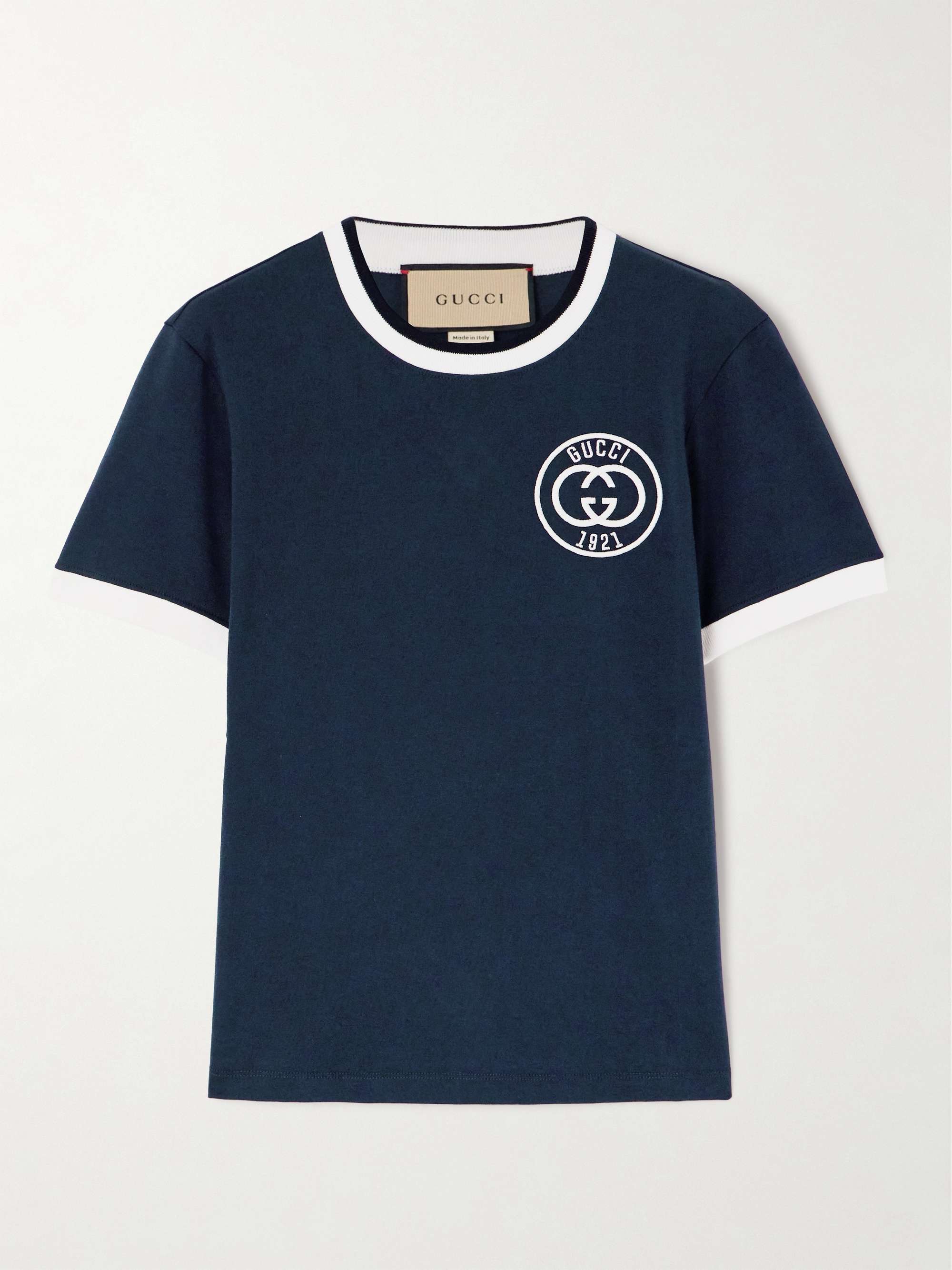 GUCCI Embroidered cotton-jersey T-shirt | NET-A-PORTER