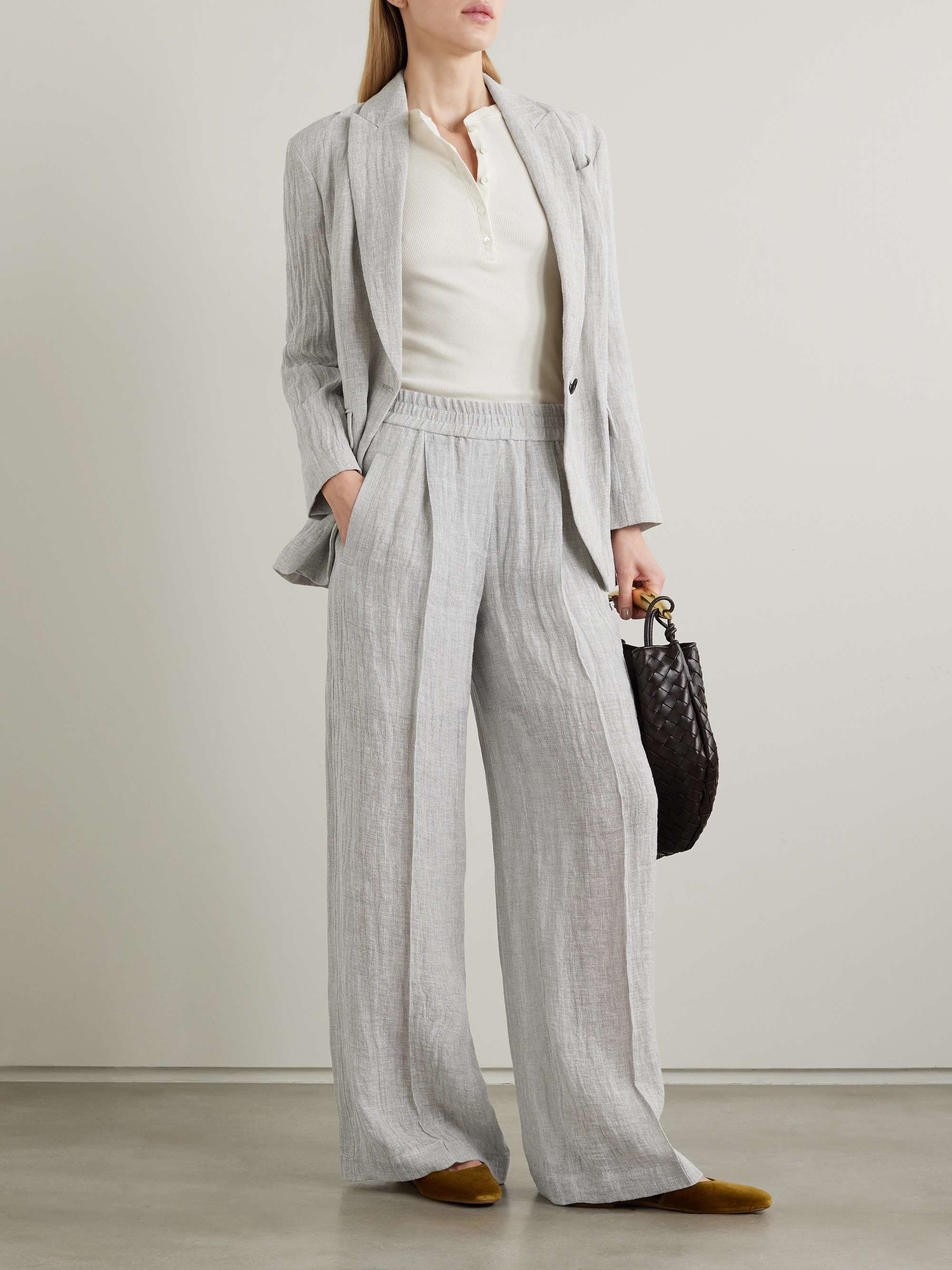 BRUNELLO CUCINELLI Crinkled linen-blend wide-leg pants | NET-A-PORTER