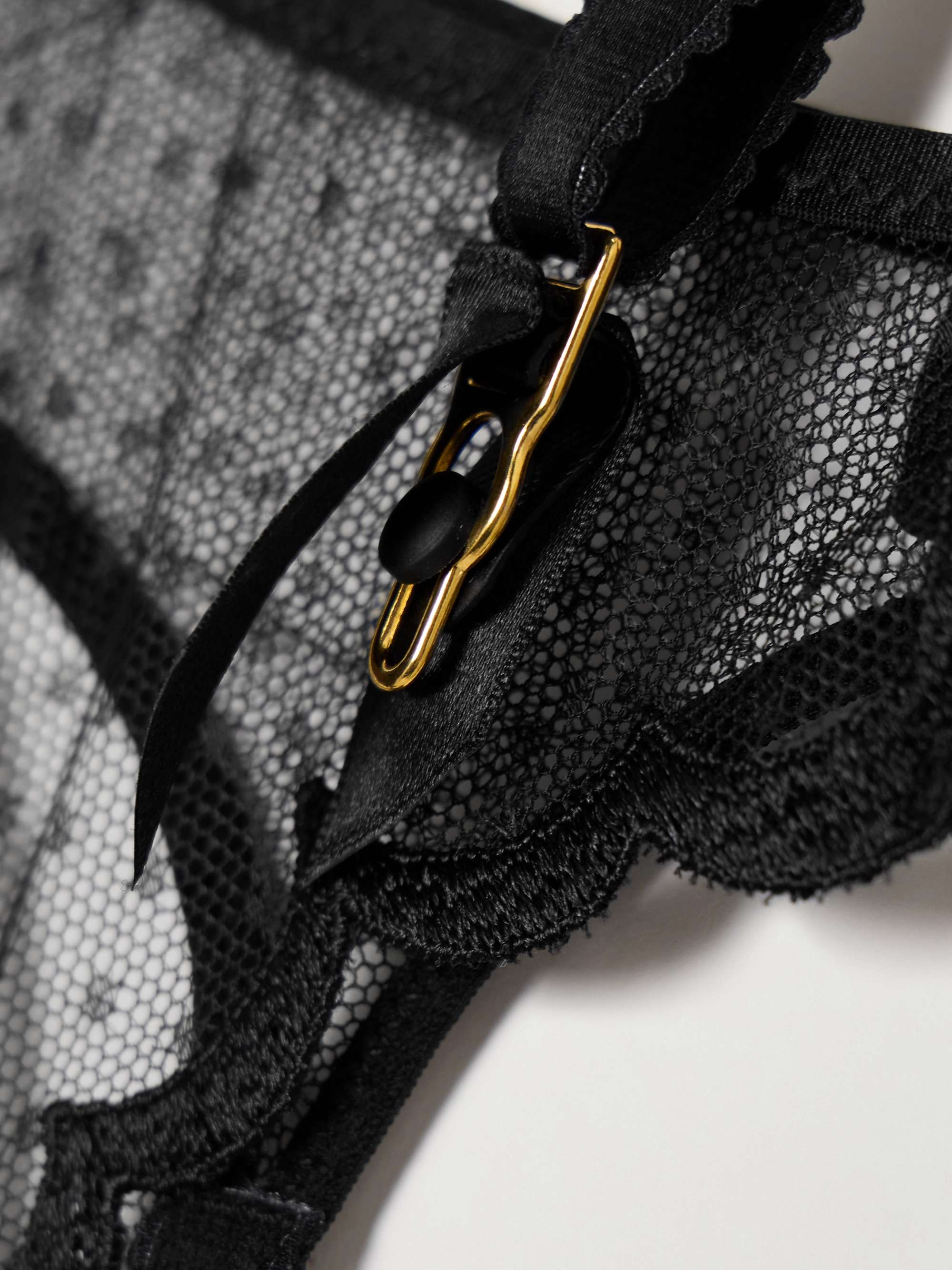 AGENT PROVOCATEUR Katanah scalloped satin-trimmed Swiss-dot tulle