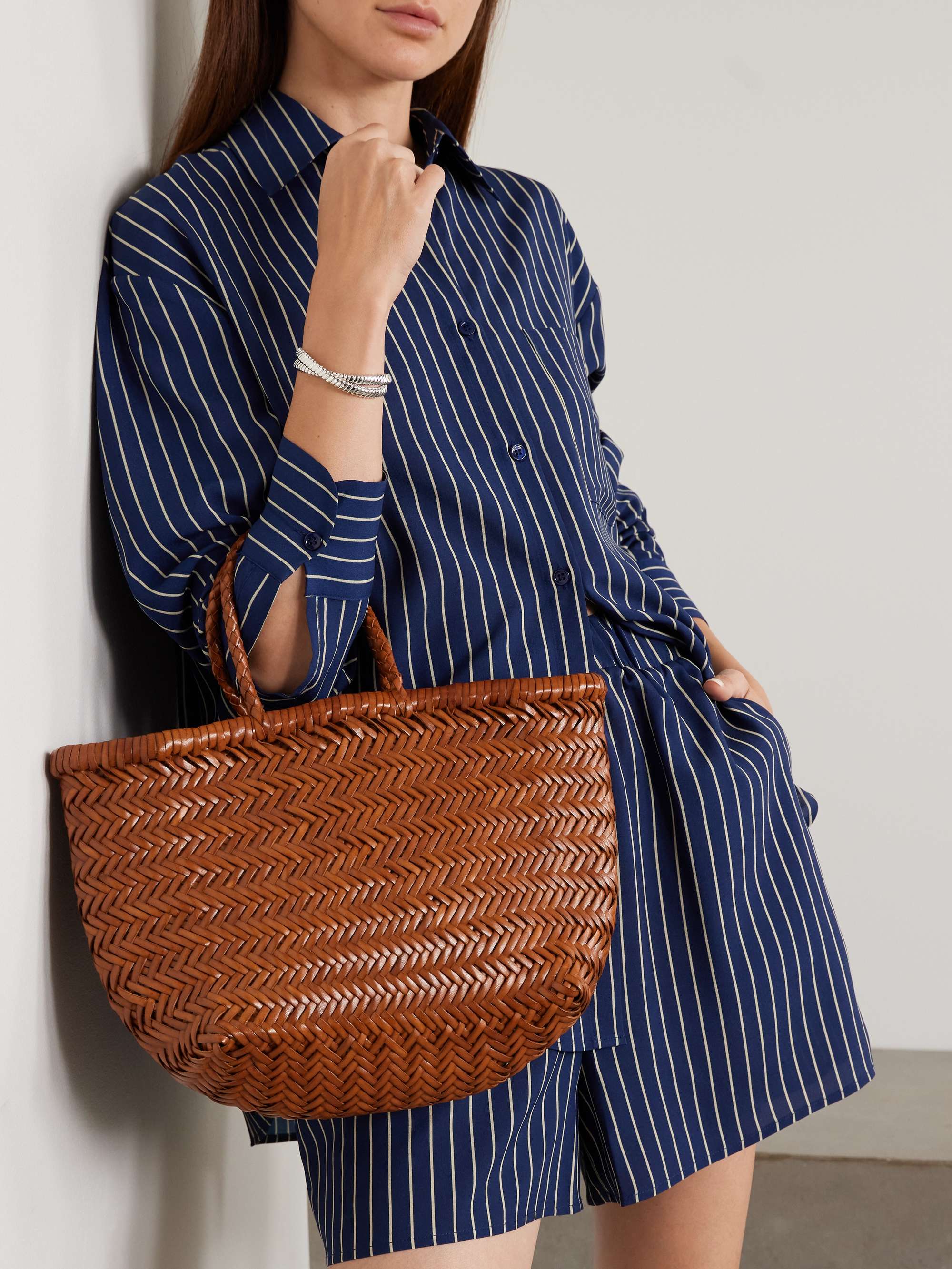 DRAGON DIFFUSION Bamboo Triple Jump small woven leather tote | NET