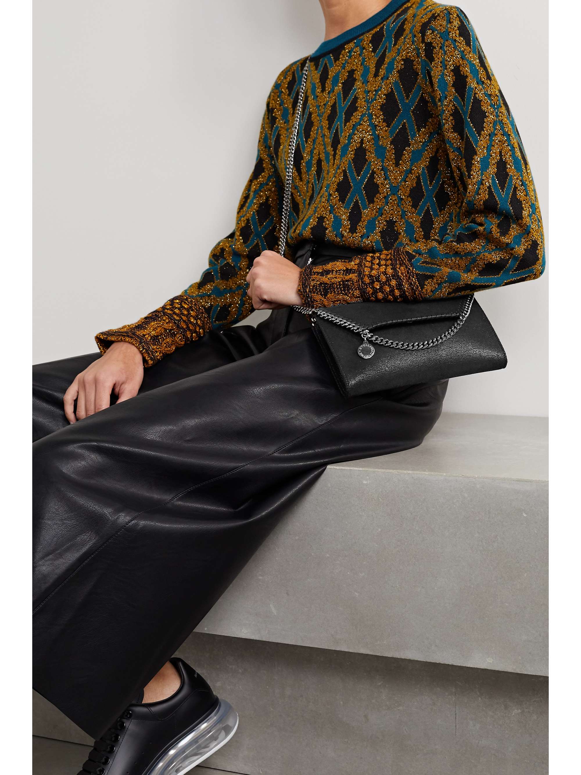 STELLA MCCARTNEY The Falabella mini vegetarian textured-leather