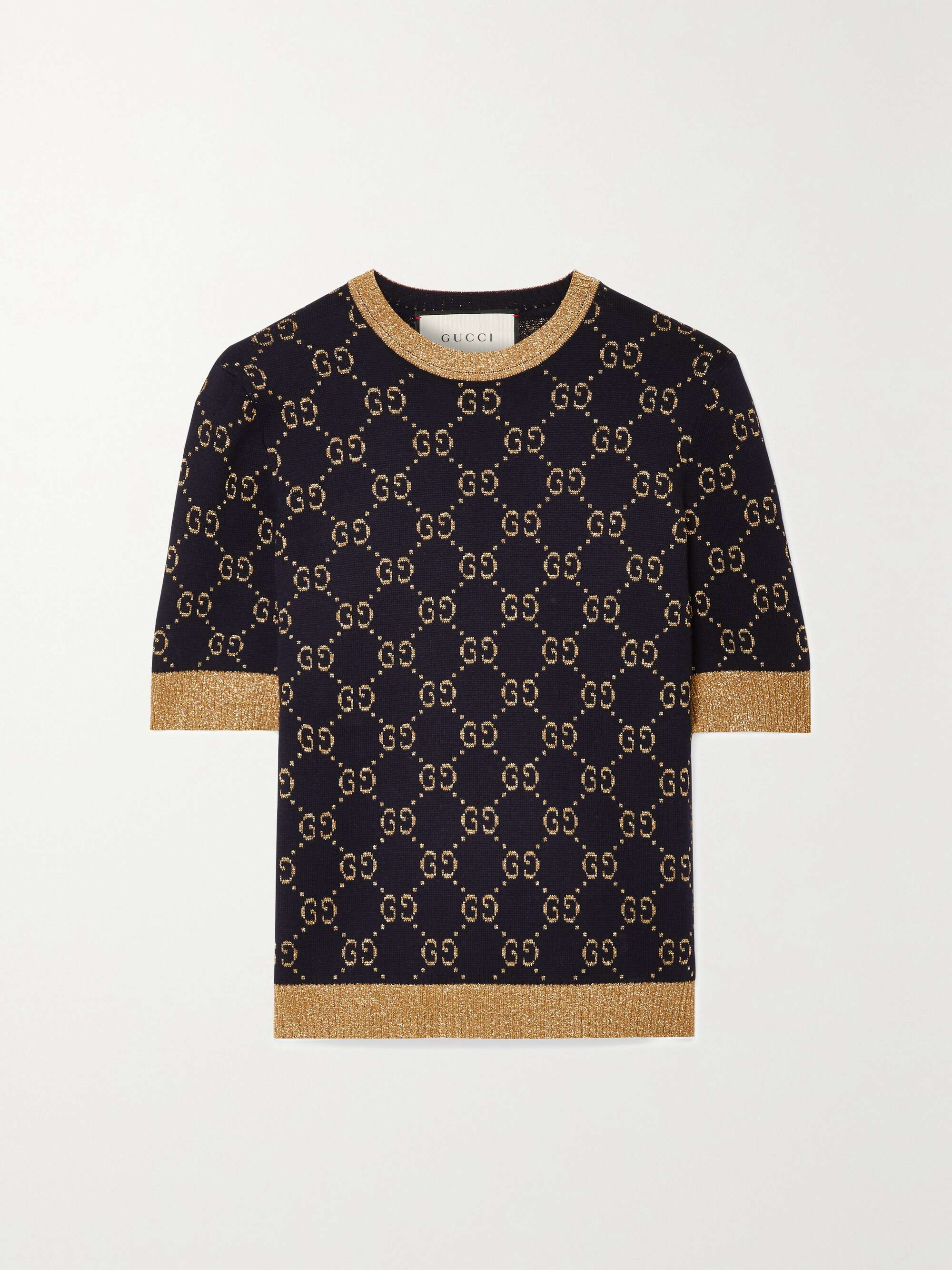 GUCCI Metallic jacquard-knit cotton-blend sweater | NET-A-PORTER