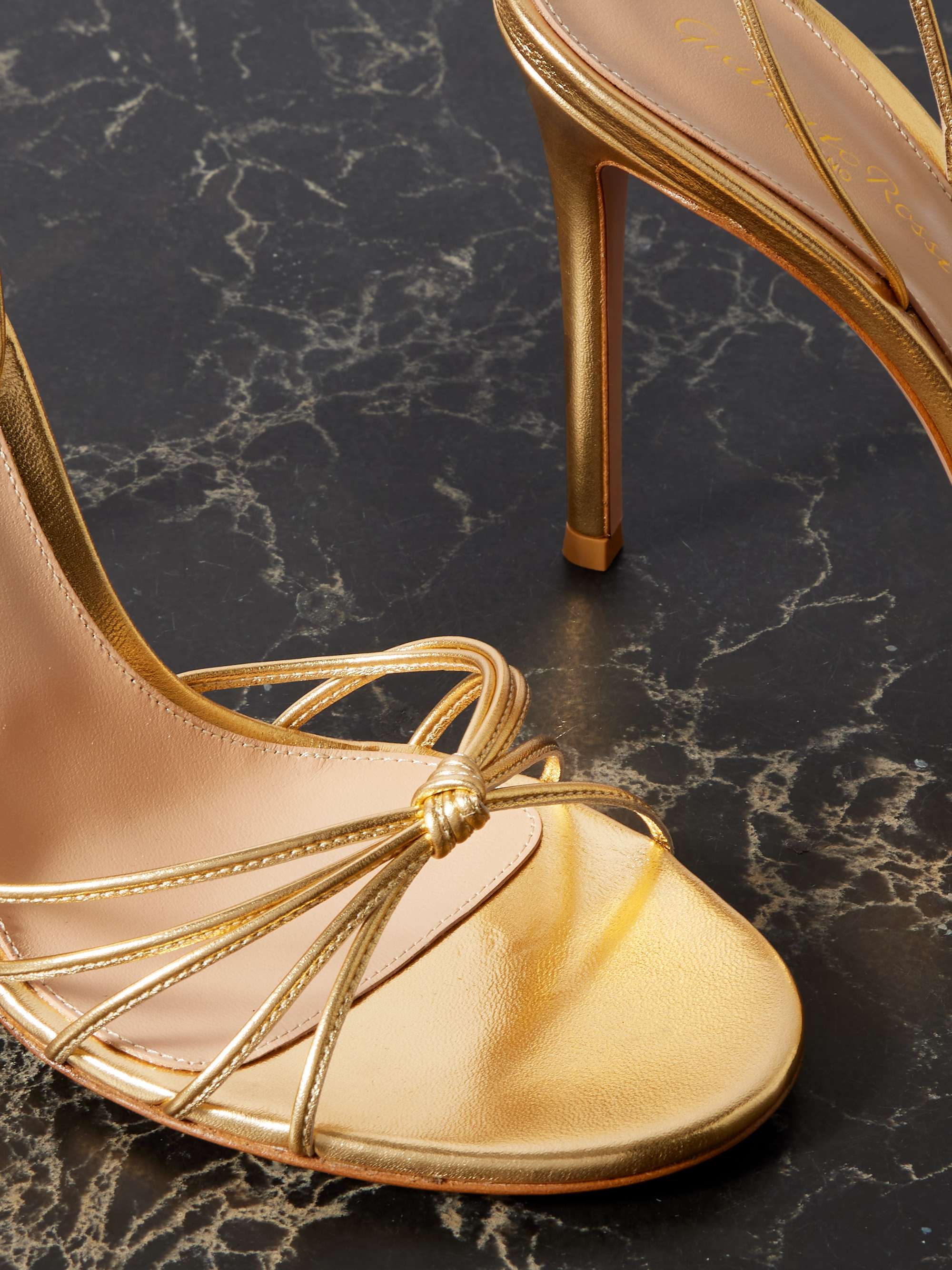 GIANVITO ROSSI 105 lace-up metallic leather sandals | NET-A-PORTER