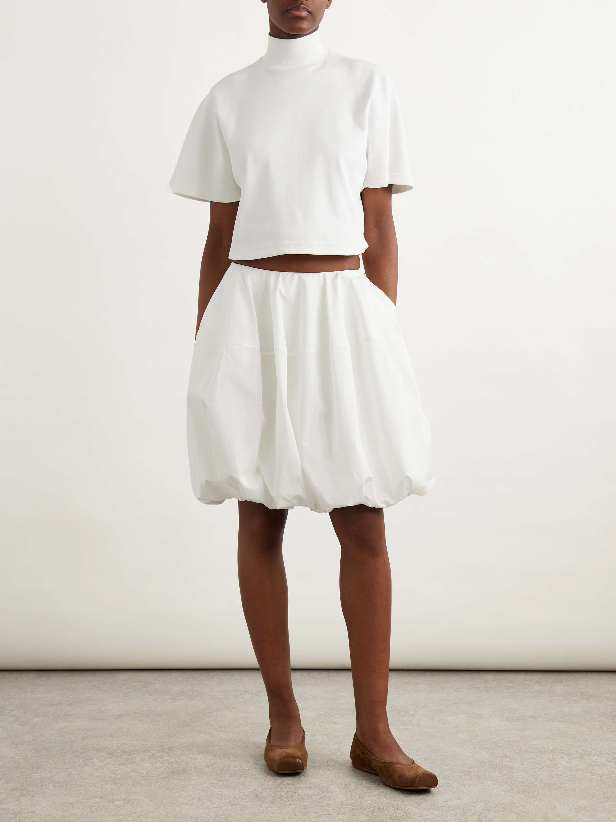 ALAÏA Cropped cotton-jersey turtleneck T-shirt | NET-A-PORTER