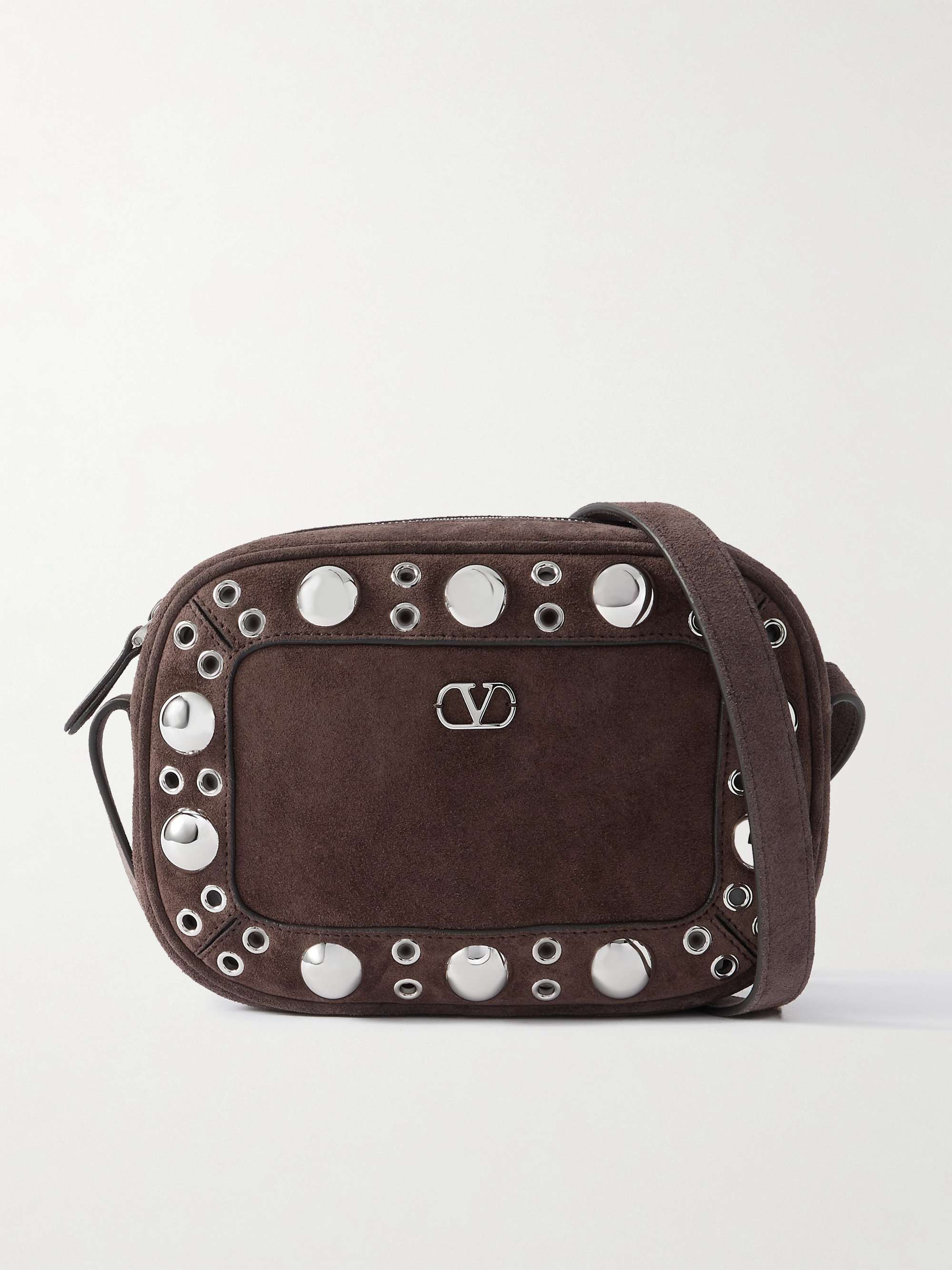 VALENTINO GARAVANI Nellcôte embellished suede shoulder bag | NET-A